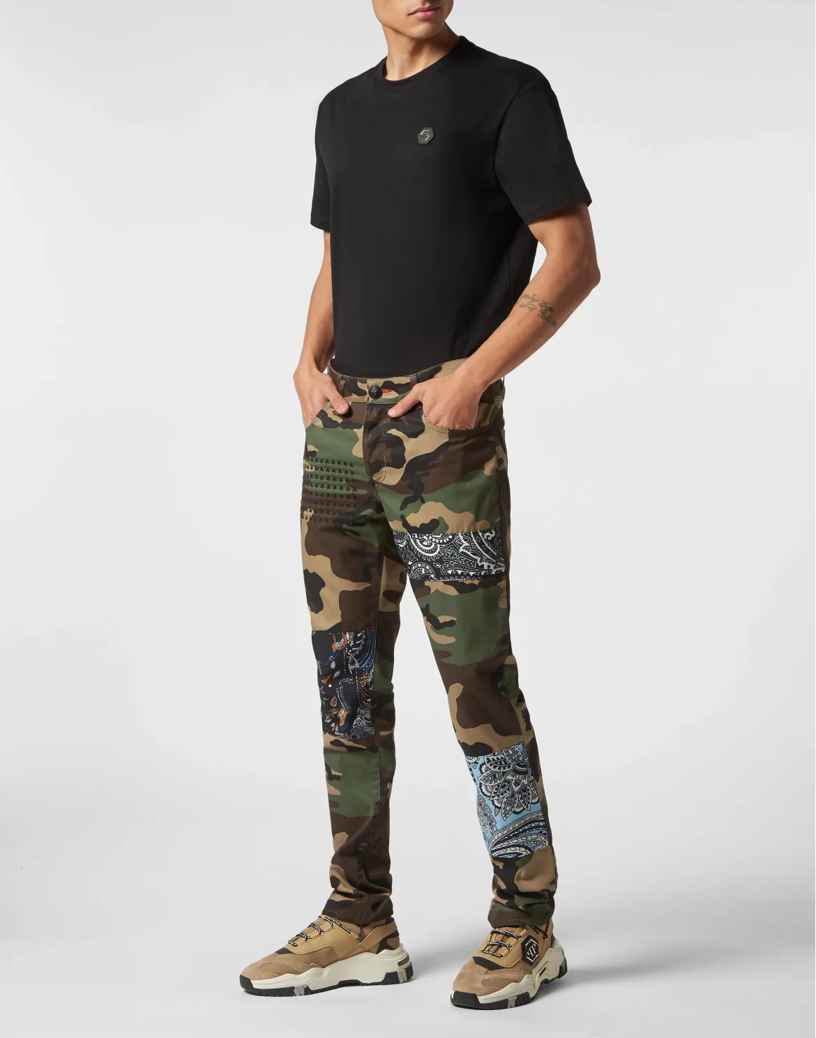 Denim Trousers Super Straight Cut Fit Paisley, цвет: Камуфляж