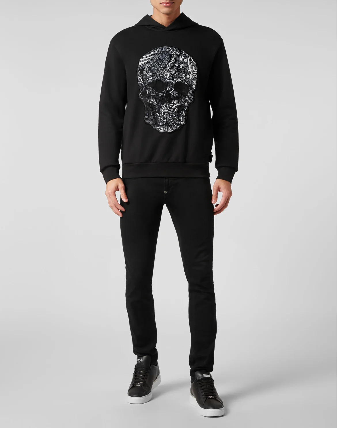 Hoodie Sweatshirt Paisley Skull, цвет: Черный