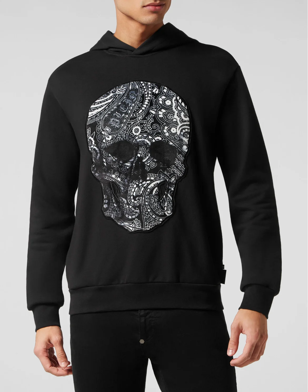 Hoodie Sweatshirt Paisley Skull, цвет: Черный