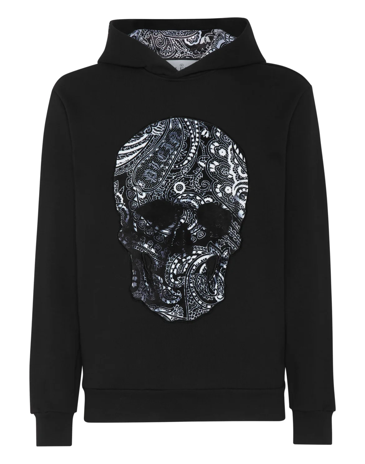 Hoodie Sweatshirt Paisley Skull, цвет: Черный