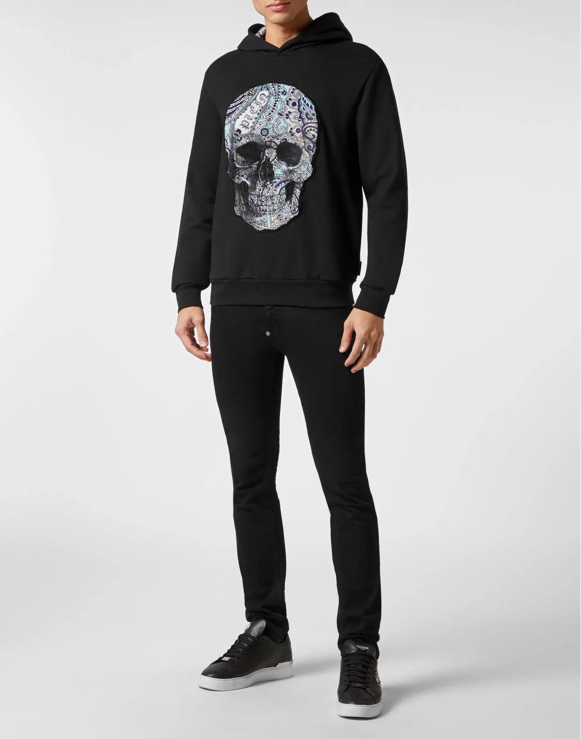 Hoodie Sweatshirt Paisley Skull, цвет: Черный
