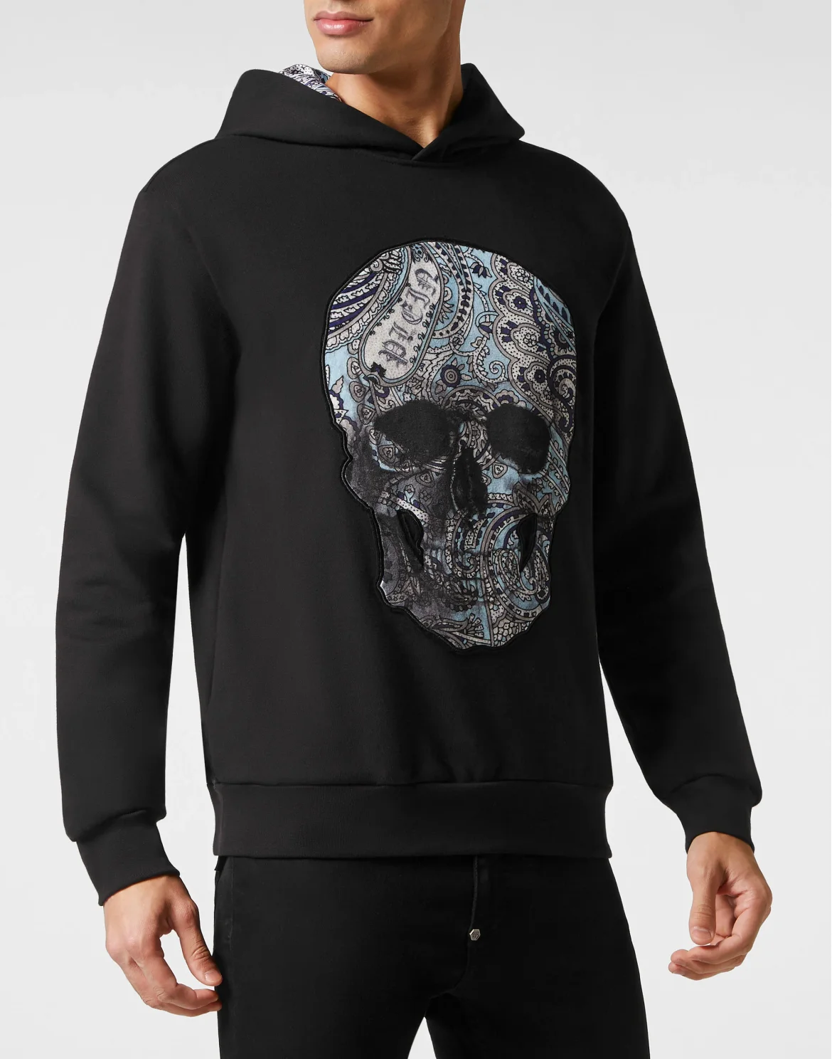 Hoodie Sweatshirt Paisley Skull, цвет: Черный
