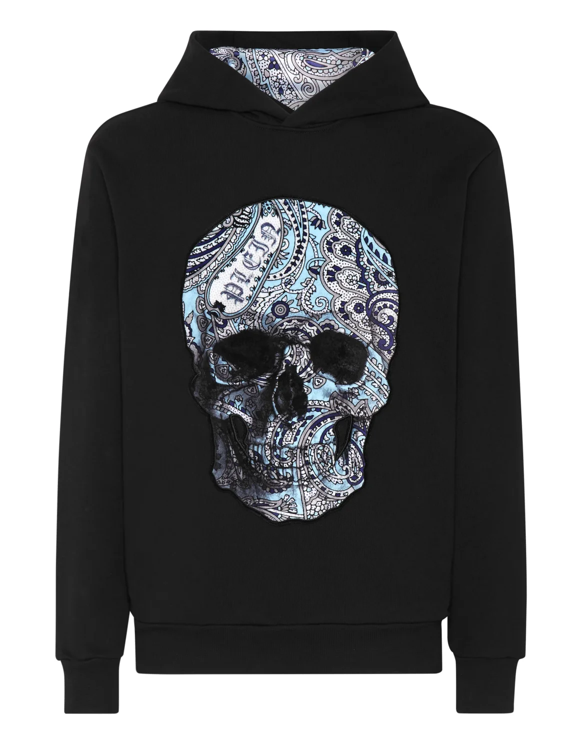 Hoodie Sweatshirt Paisley Skull, цвет: Черный