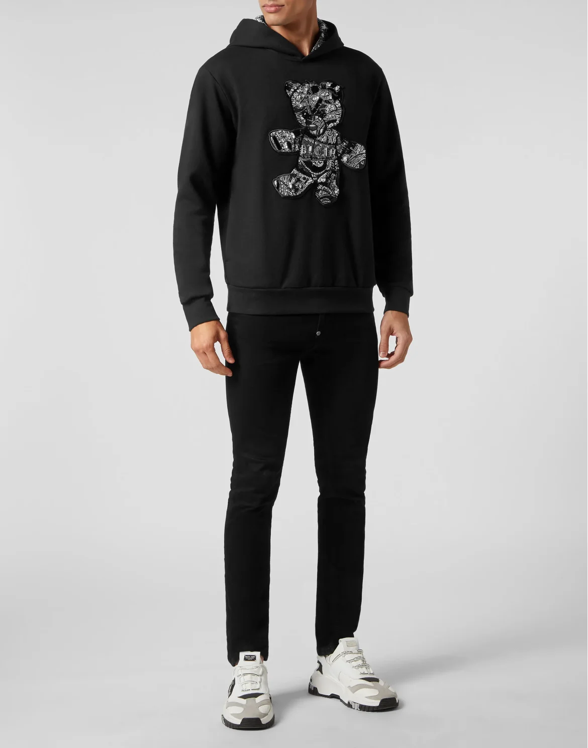 Hoodie Sweatshirt Paisley Teddy Bear, цвет: Черный