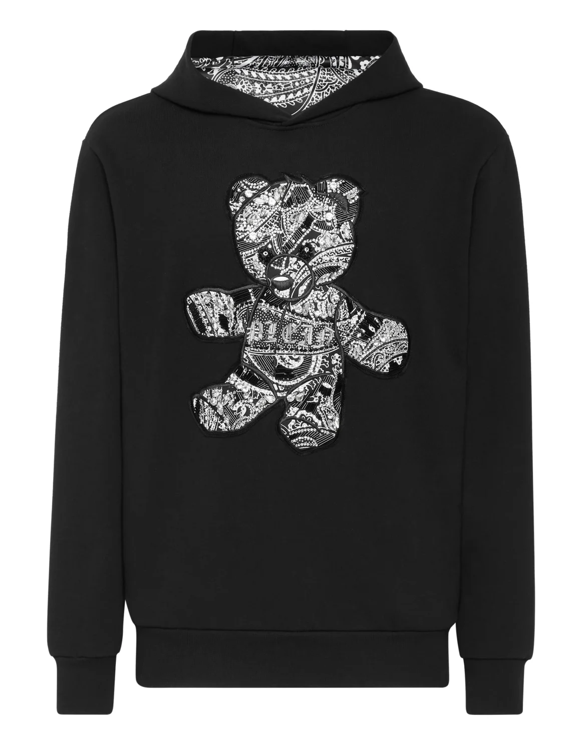Hoodie Sweatshirt Paisley Teddy Bear, цвет: Черный
