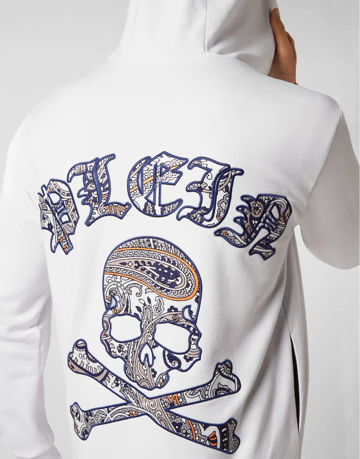 Satin Hoodie Sweatjacket Paisley Gothic Plein, цвет: Белый