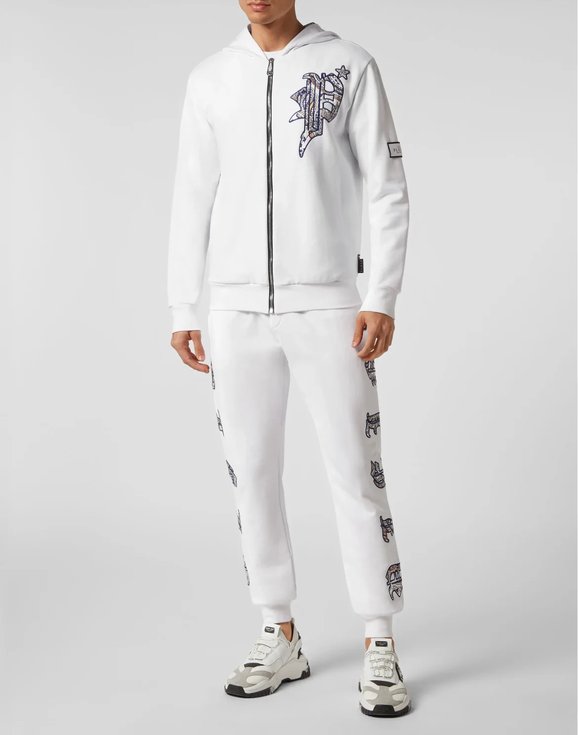Satin Hoodie Sweatjacket Paisley Gothic Plein, цвет: Белый