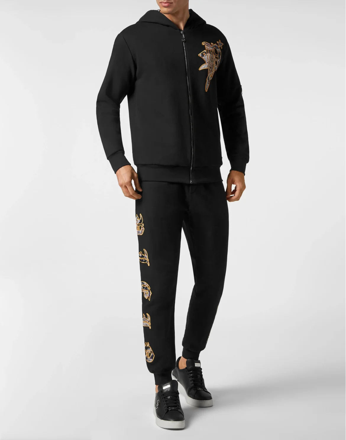 Satin Hoodie Sweatjacket Paisley Gothic Plein, цвет: Черный