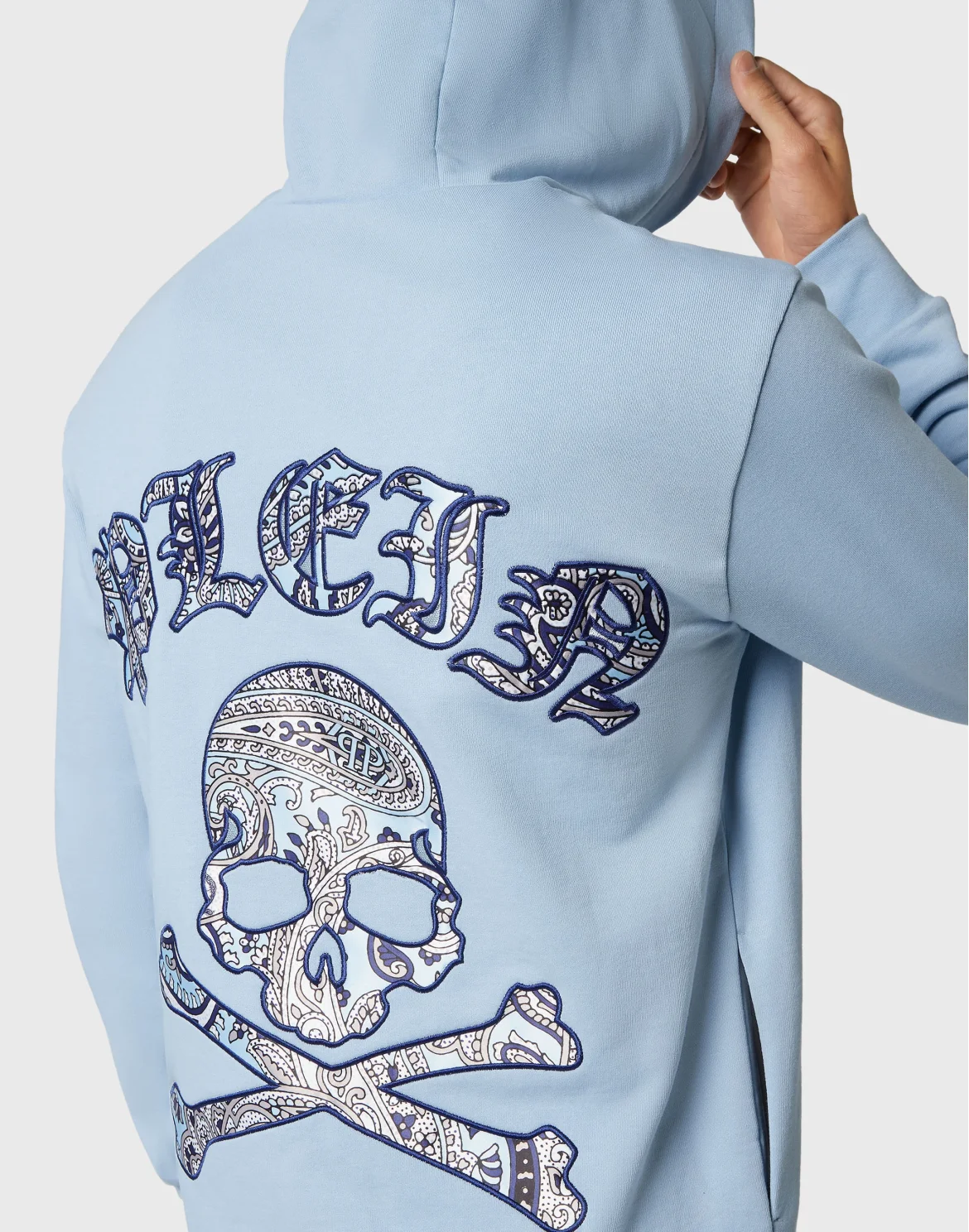 Satin Hoodie Sweatjacket Paisley Gothic Plein, цвет: Голубой