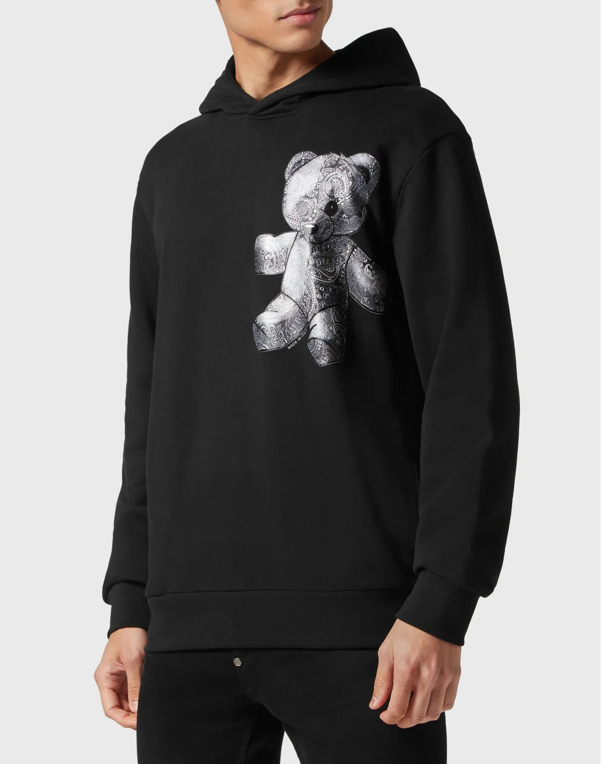 Hoodie Sweatshirt Paisley Teddy Bear, цвет: Черный