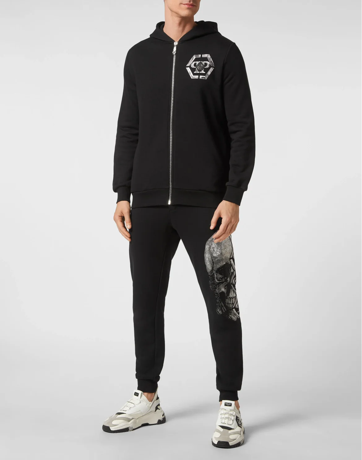 Jogging Tracksuit: Hoodie/Trousers Skull and Plein, цвет: Черный