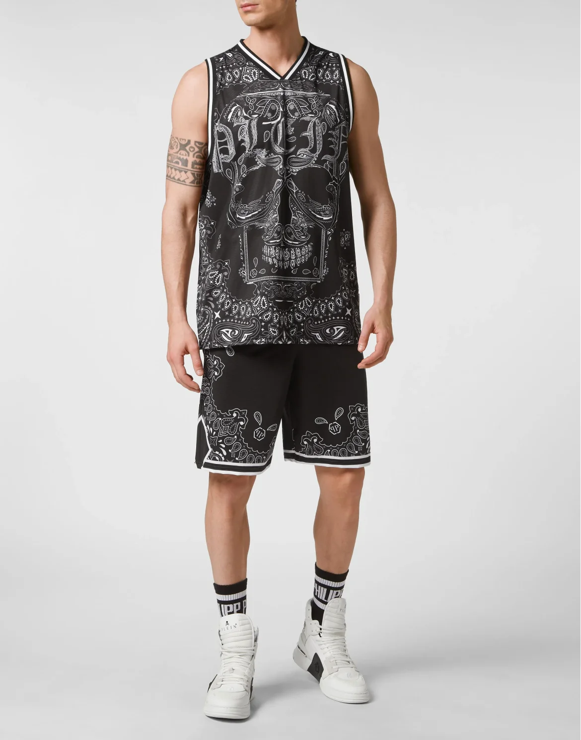 Basketball Jogging Tracksuit: Top/Shorts Paisley Bandana, цвет: Черный