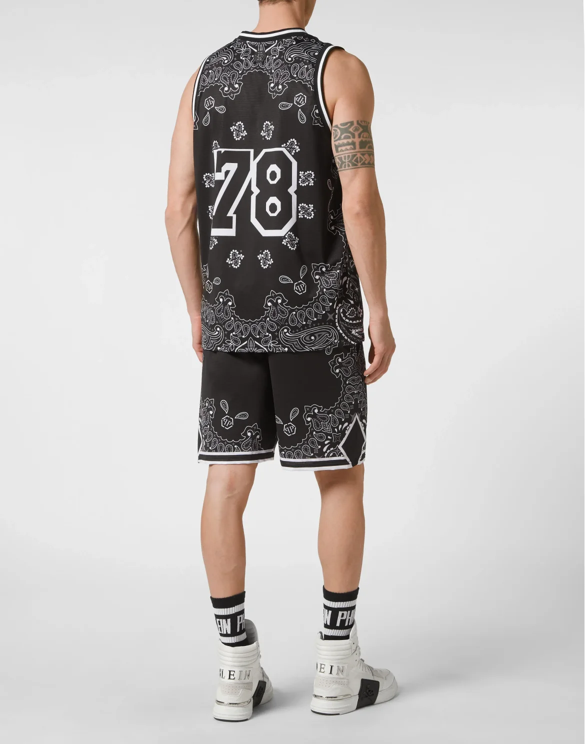 Basketball Jogging Tracksuit: Top/Shorts Paisley Bandana, цвет: Черный