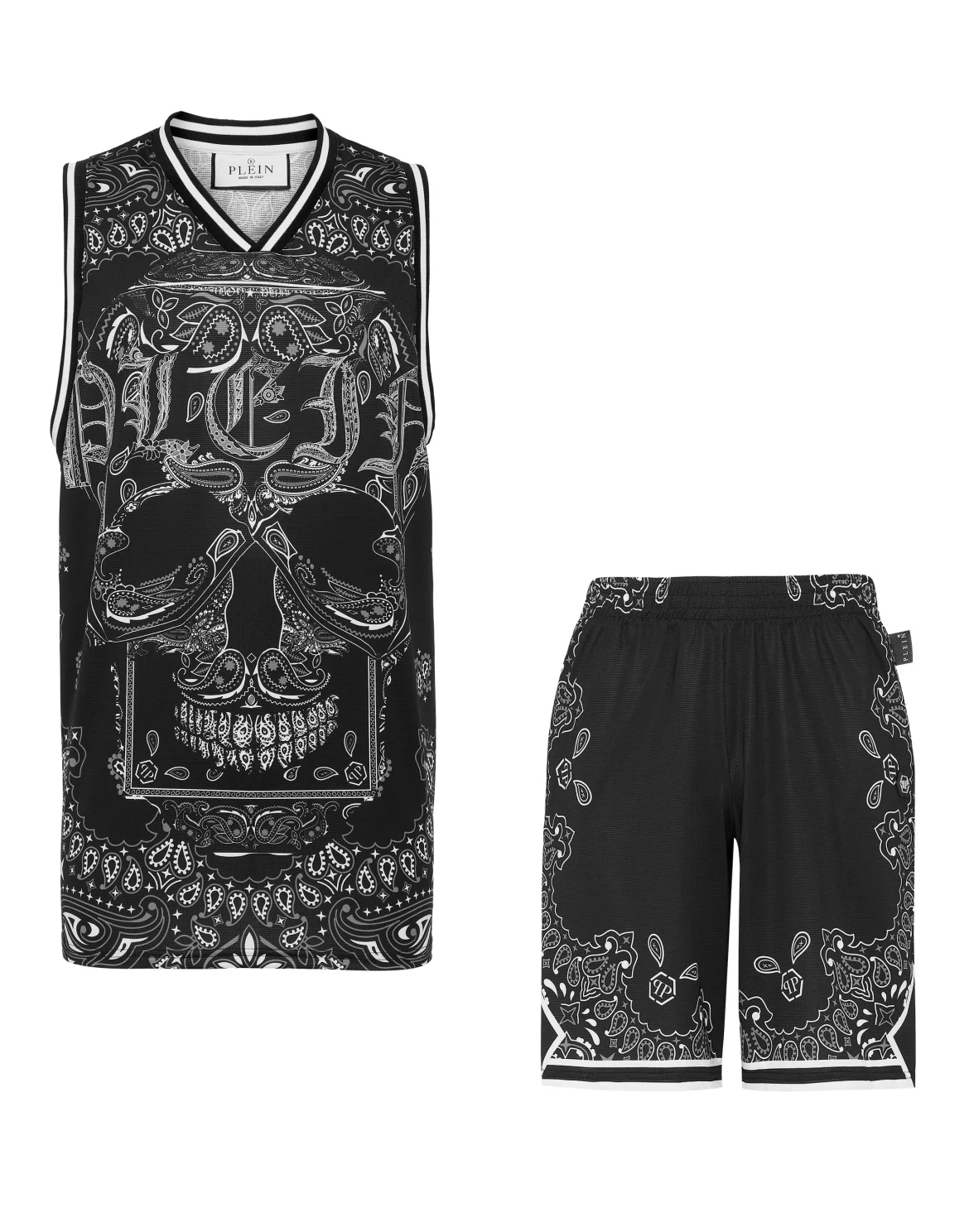 Basketball Jogging Tracksuit: Top/Shorts Paisley Bandana, цвет: Черный