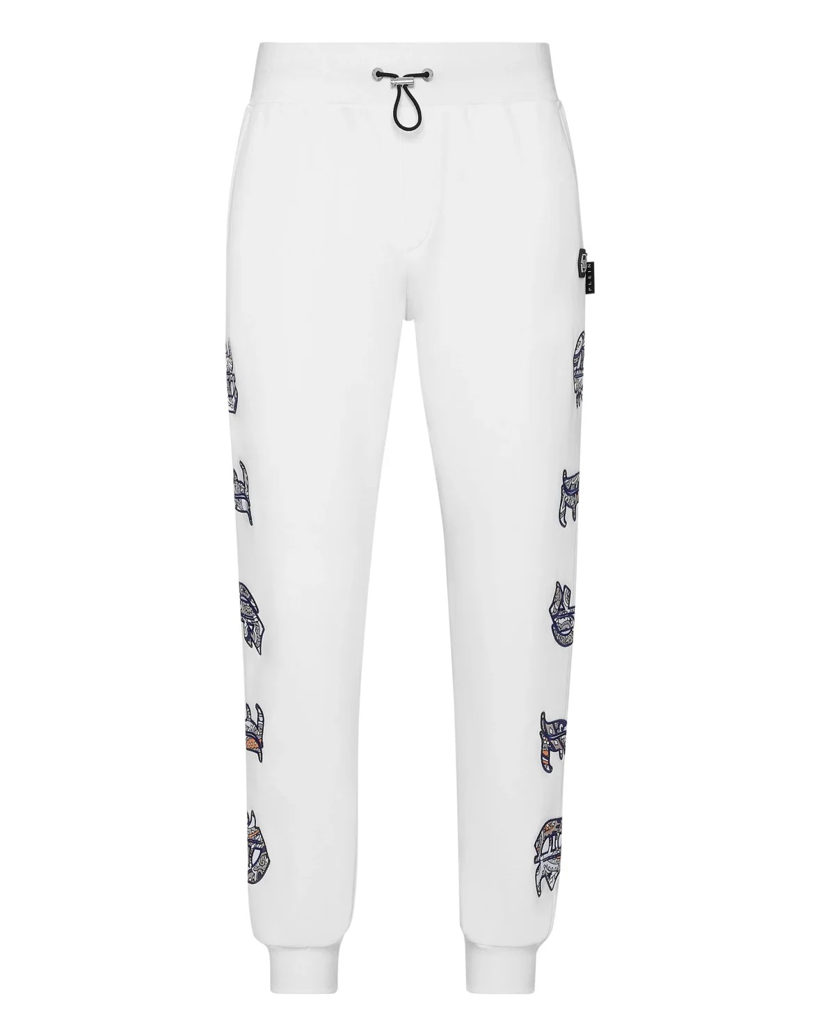Satin Jogging Trousers Paisley Gothic Plein, цвет: Белый