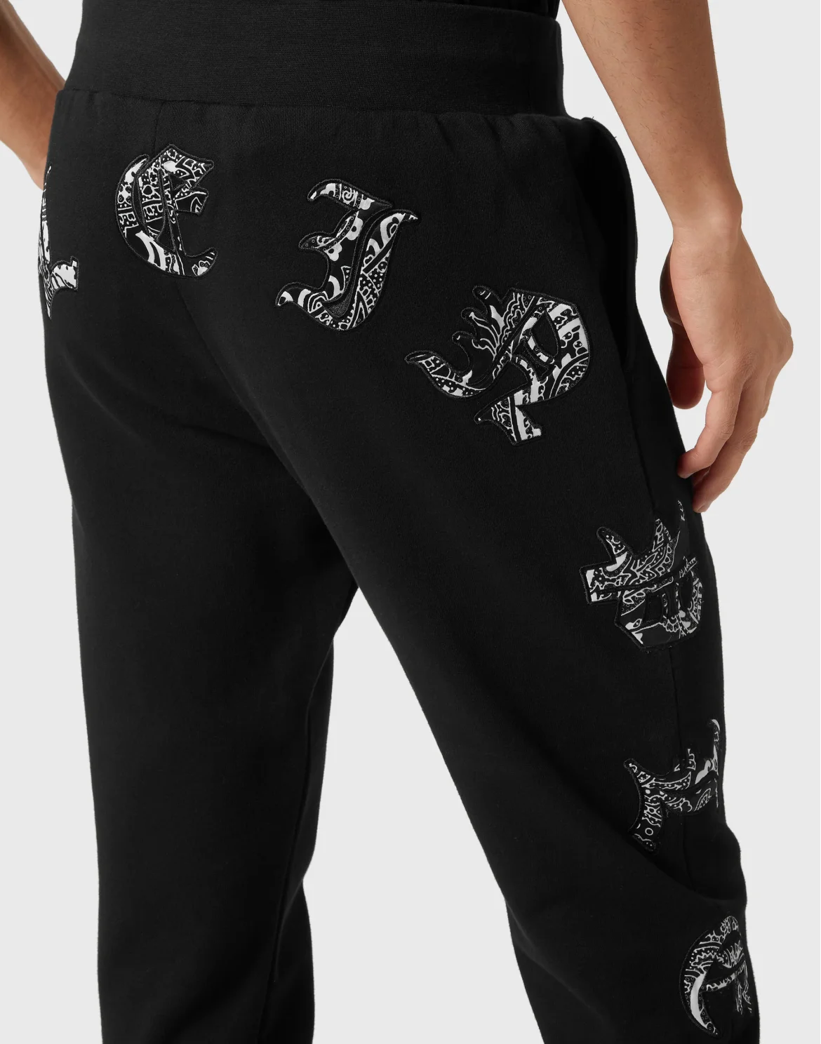 Satin Jogging Trousers Paisley Gothic Plein, цвет: Черный