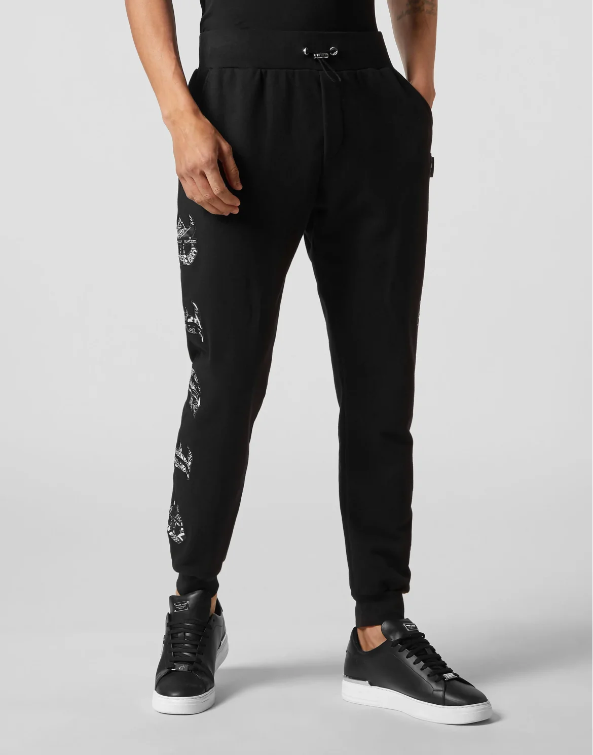 Satin Jogging Trousers Paisley Gothic Plein, цвет: Черный
