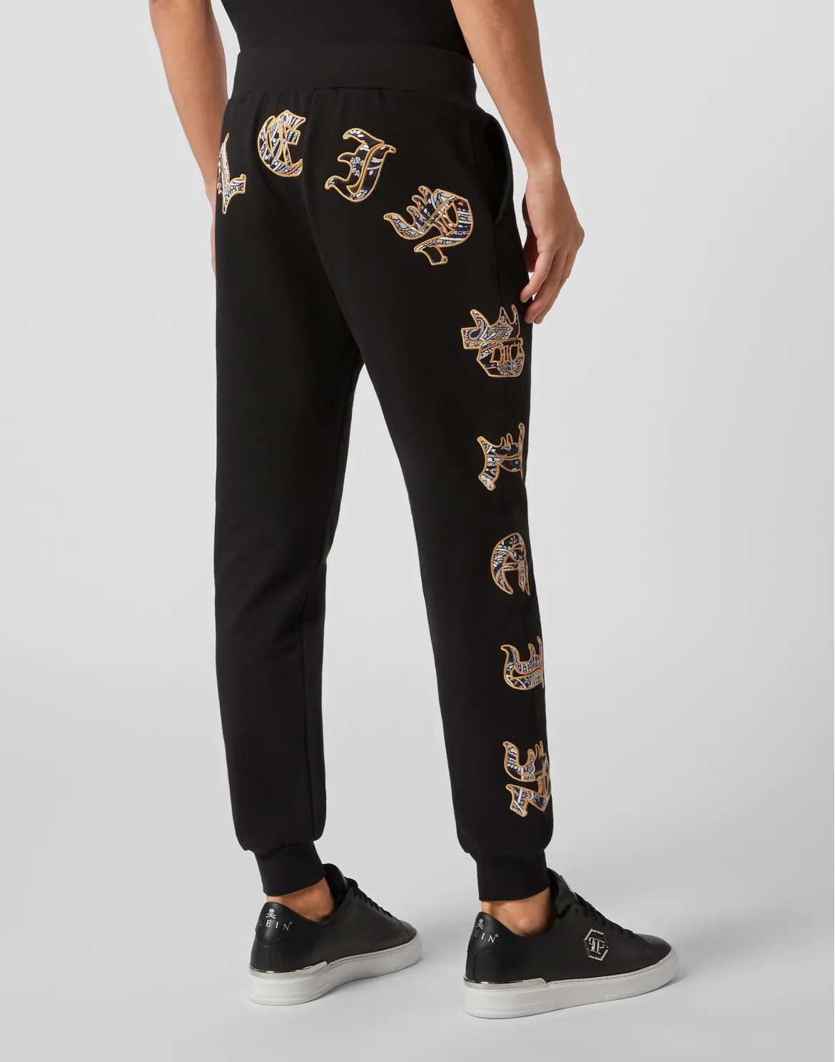 Satin Jogging Trousers Paisley Gothic Plein, цвет: Черный