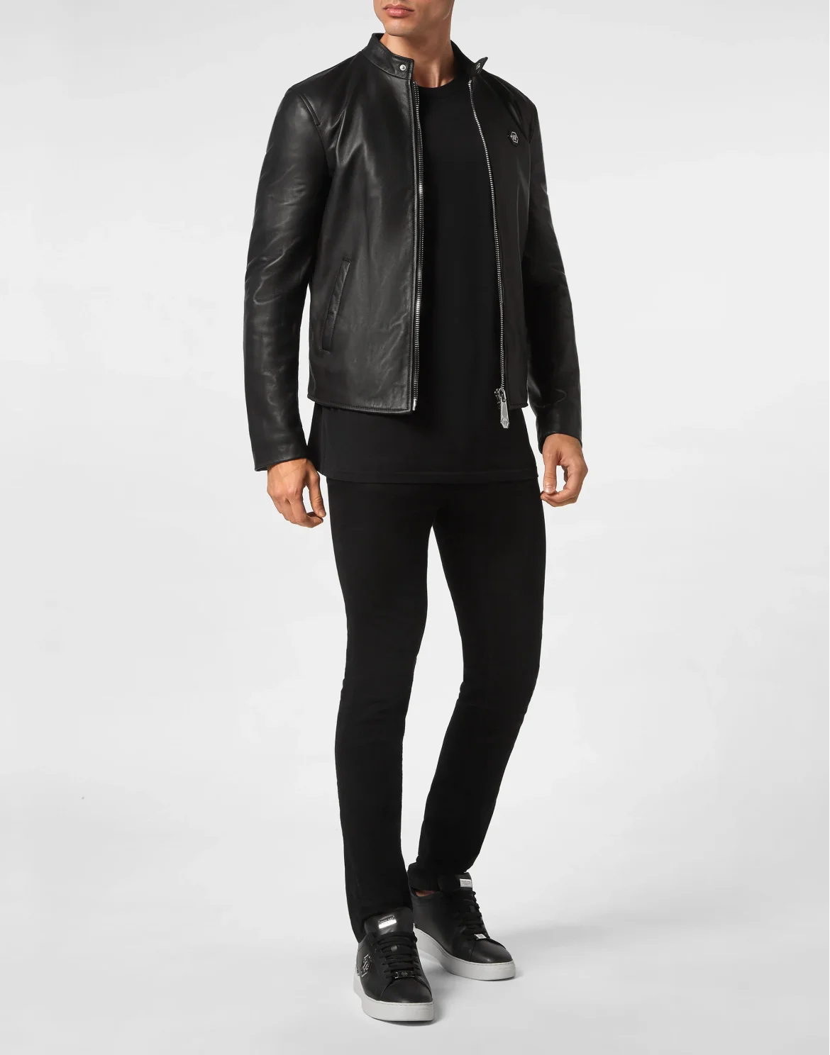 Leather Moto Jacket, цвет: Черный