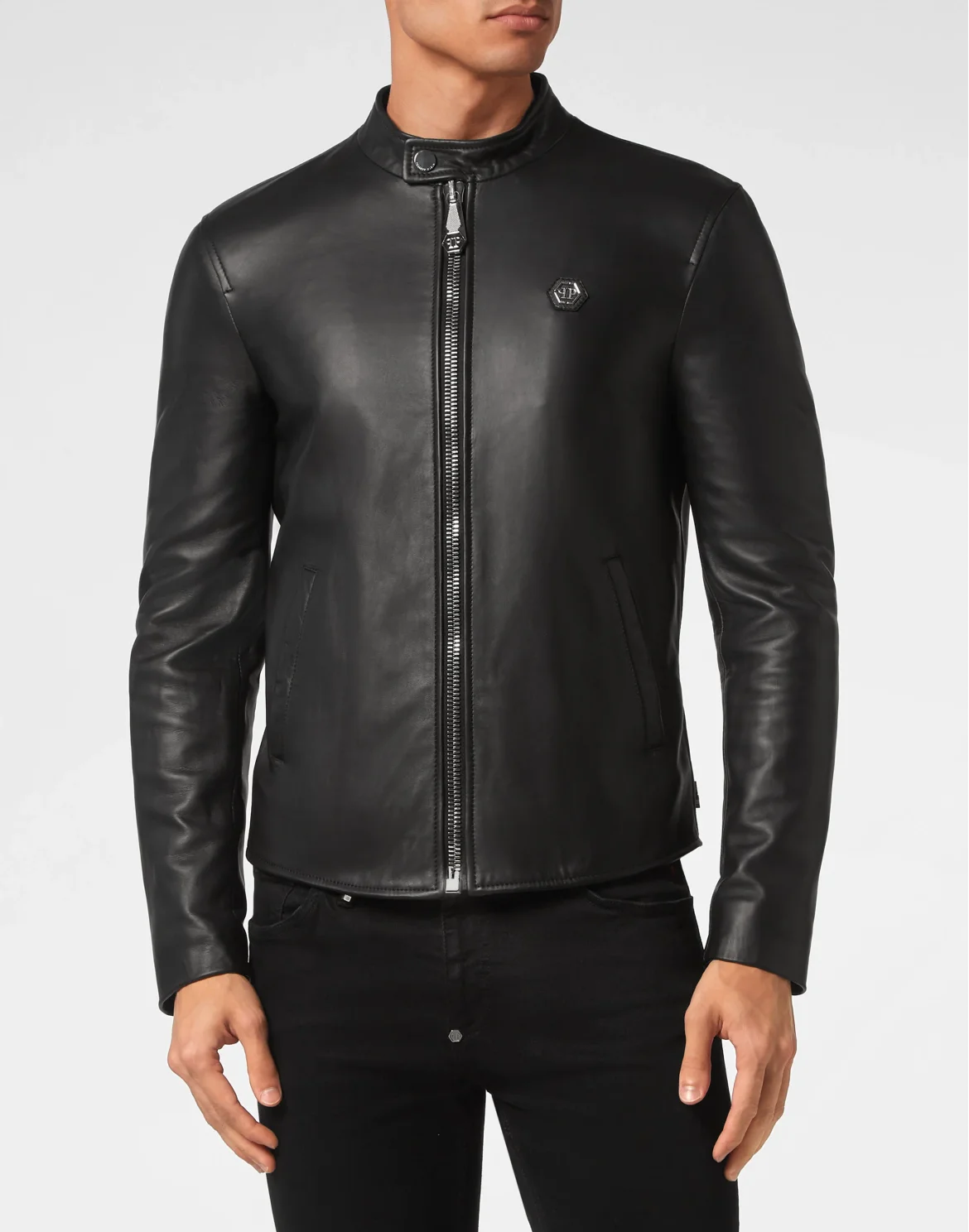 Leather Moto Jacket, цвет: Черный