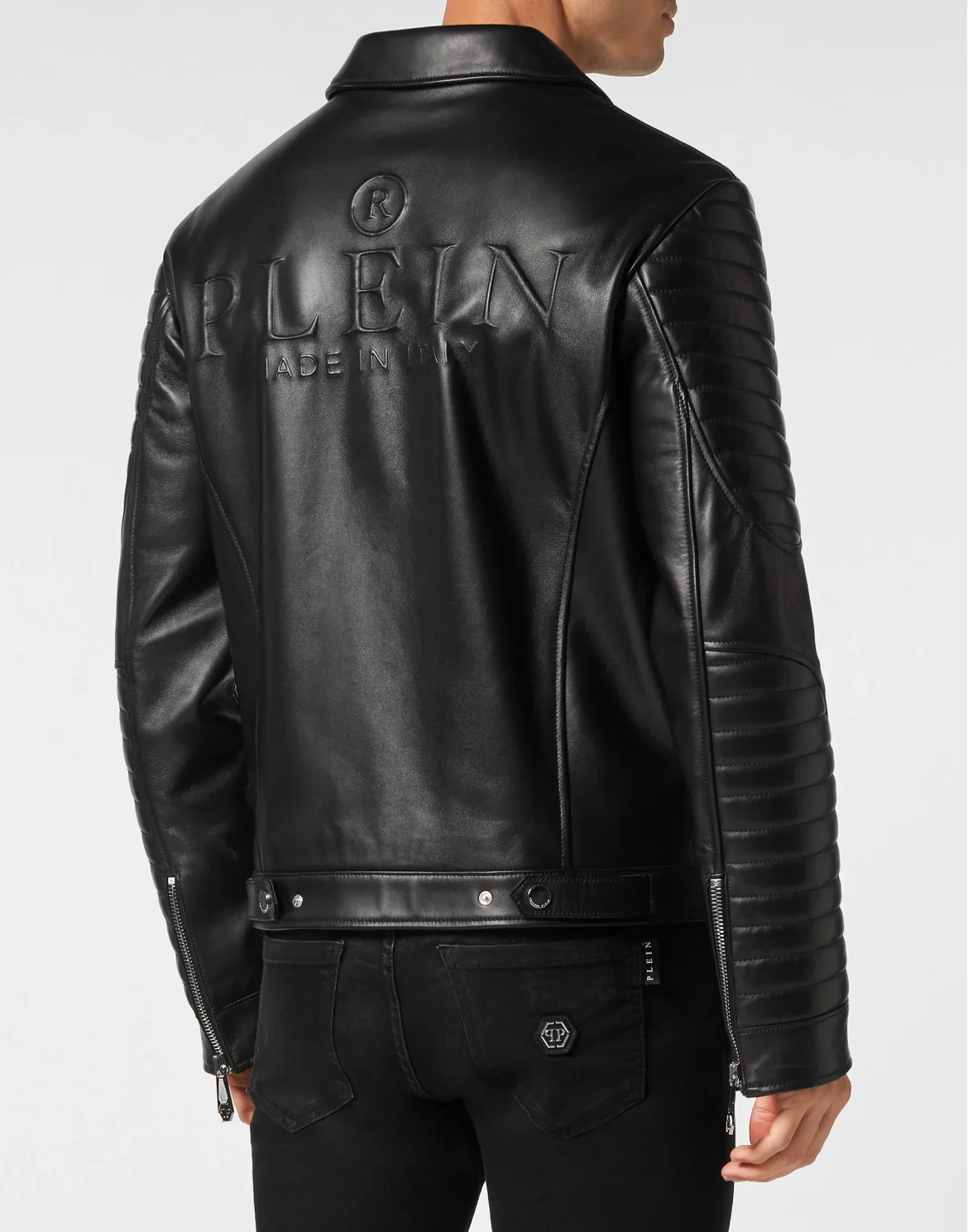 Leather Moto Jacket Iconic Plein, цвет: Черный