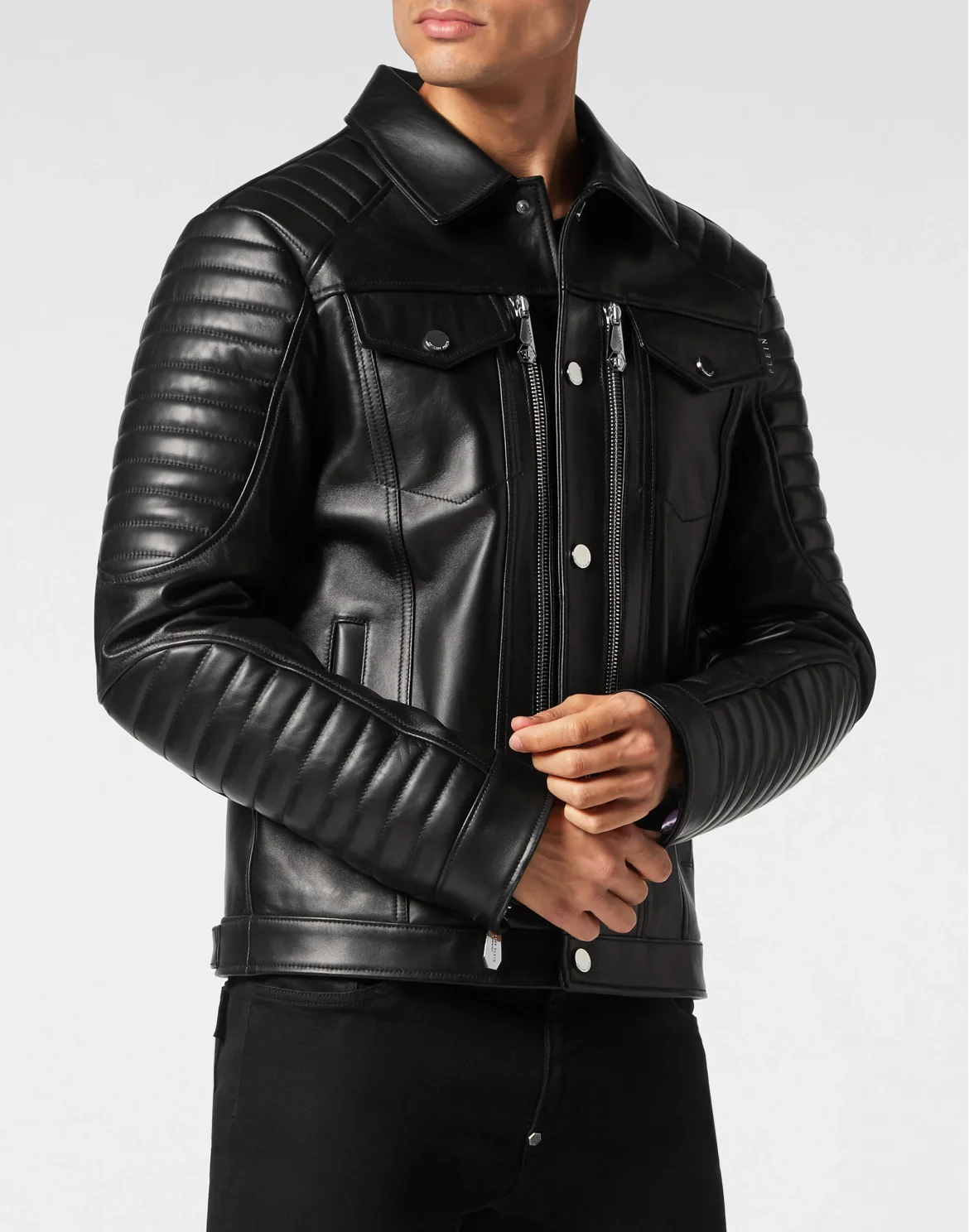 Leather Moto Jacket Iconic Plein, цвет: Черный