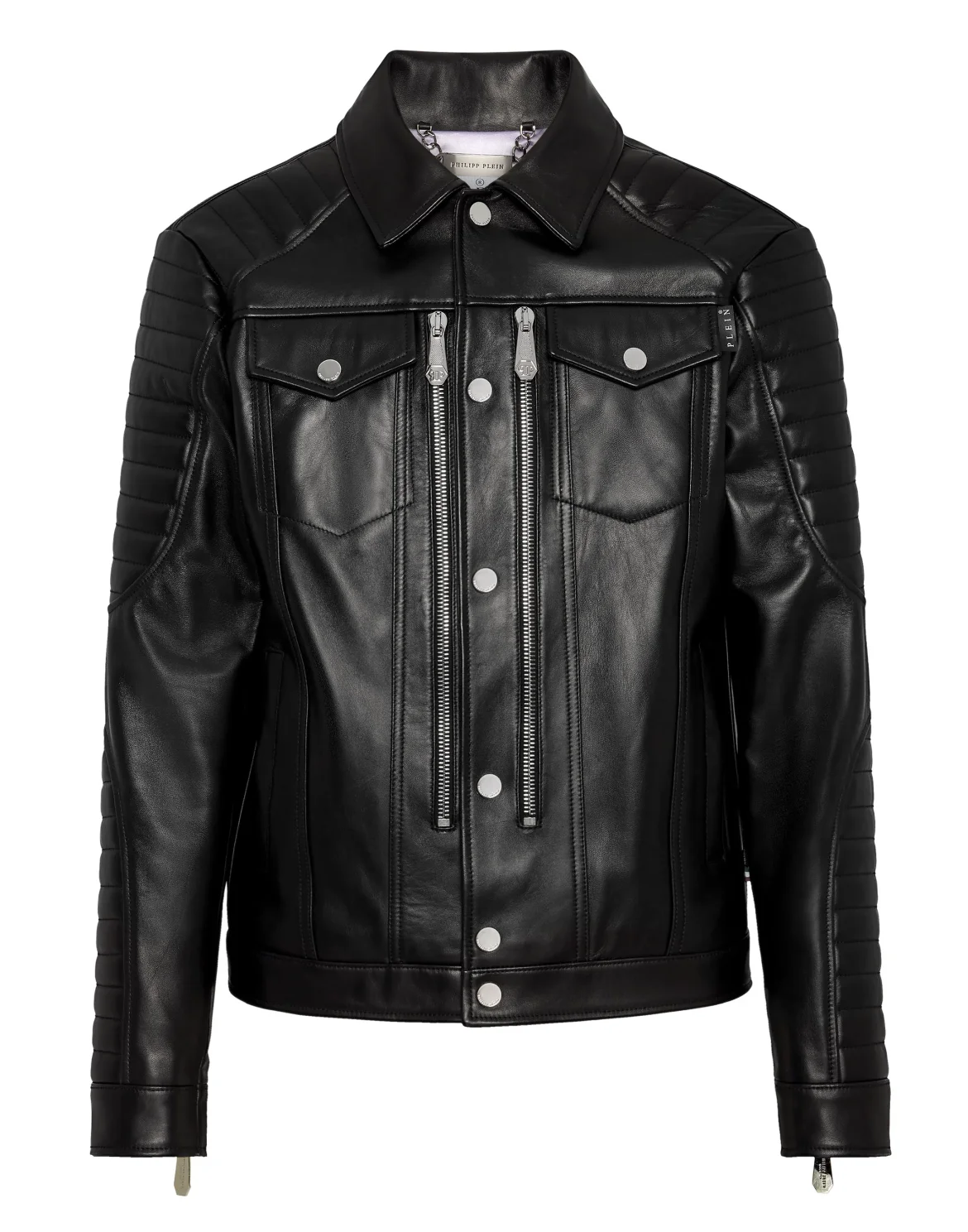 Leather Moto Jacket Iconic Plein, цвет: Черный