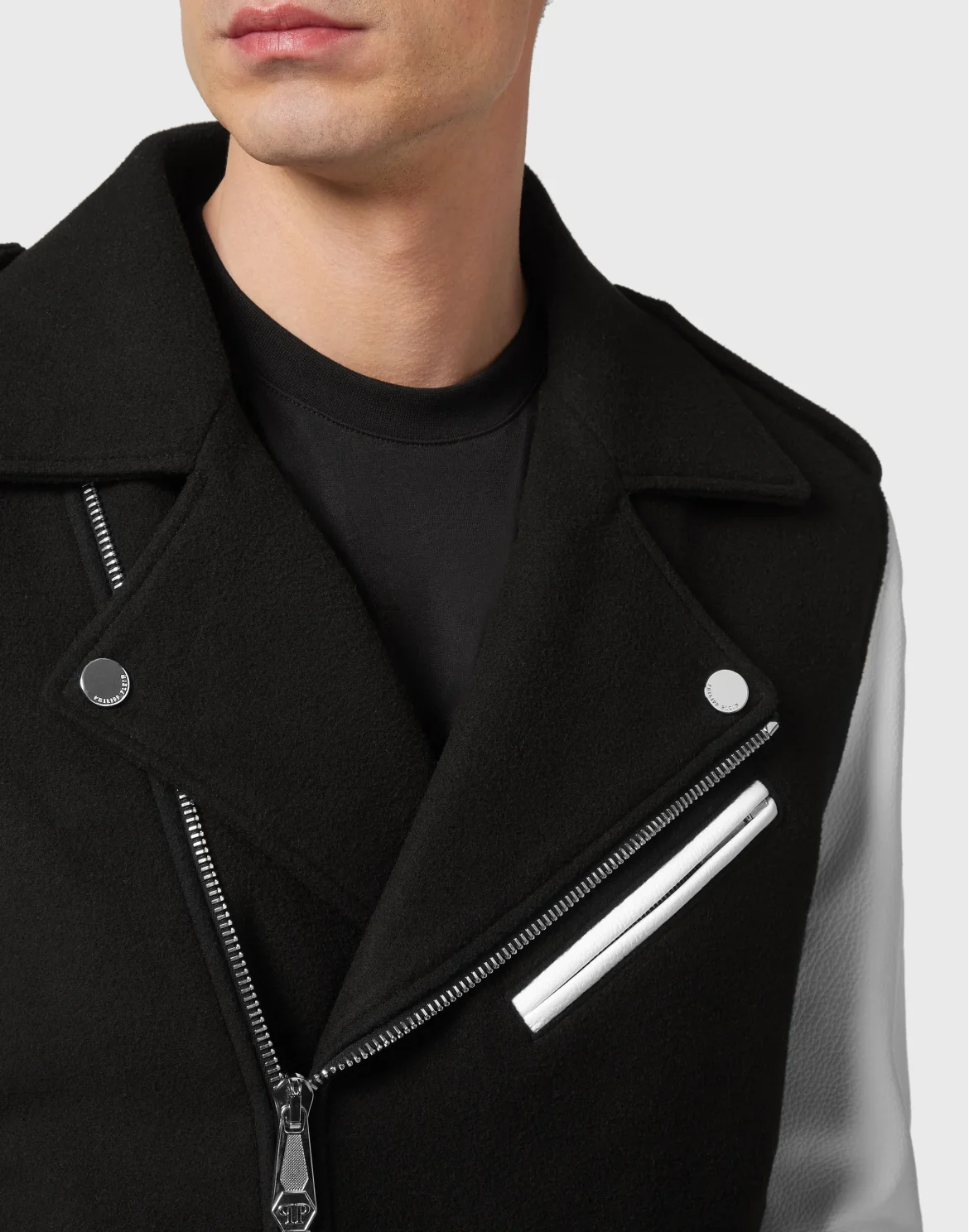 Wool and Leather Biker, цвет: Черный