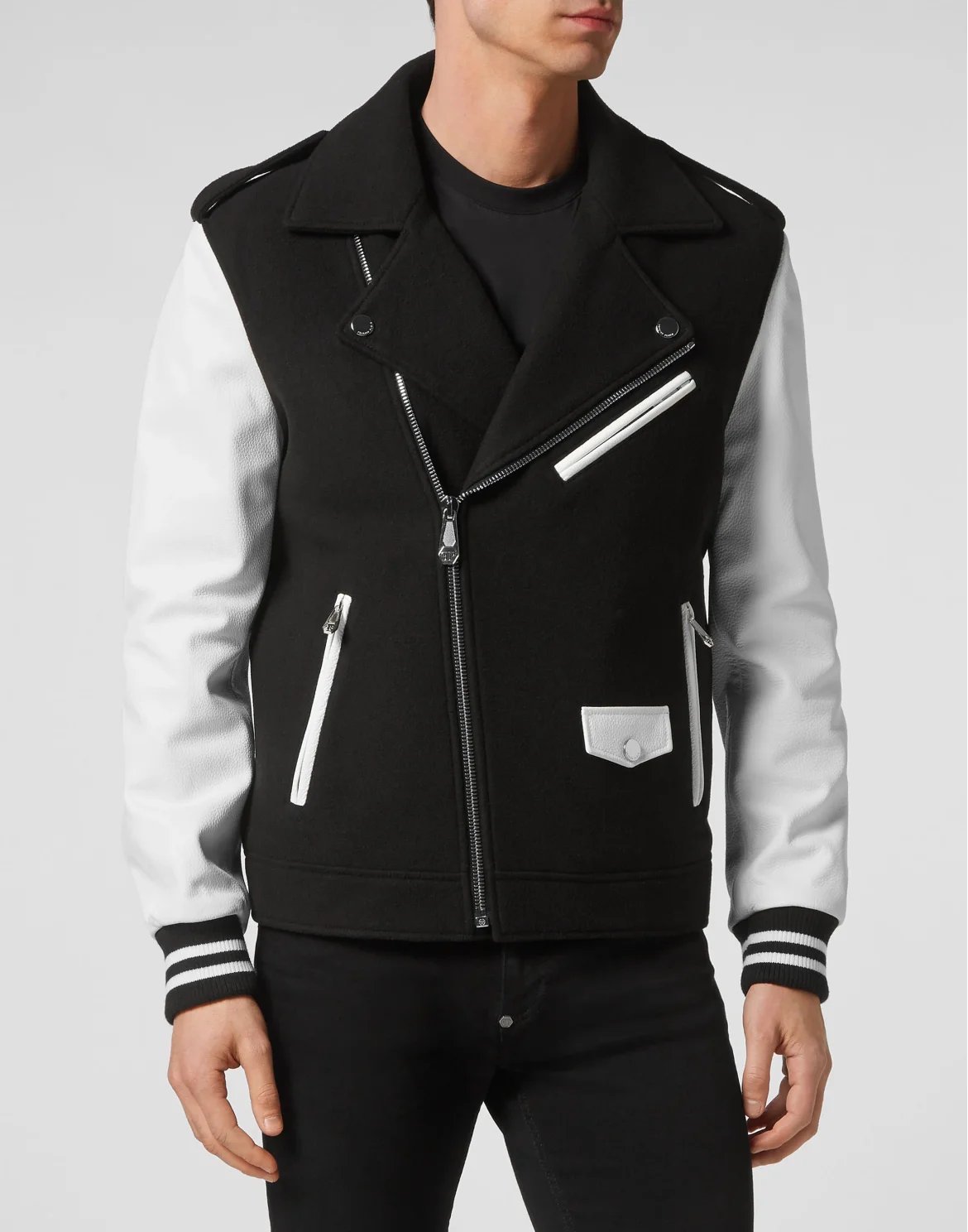 Wool and Leather Biker, цвет: Черный