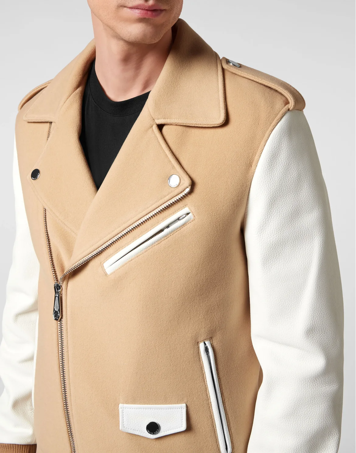 Wool and Leather Biker, цвет: Бежевый