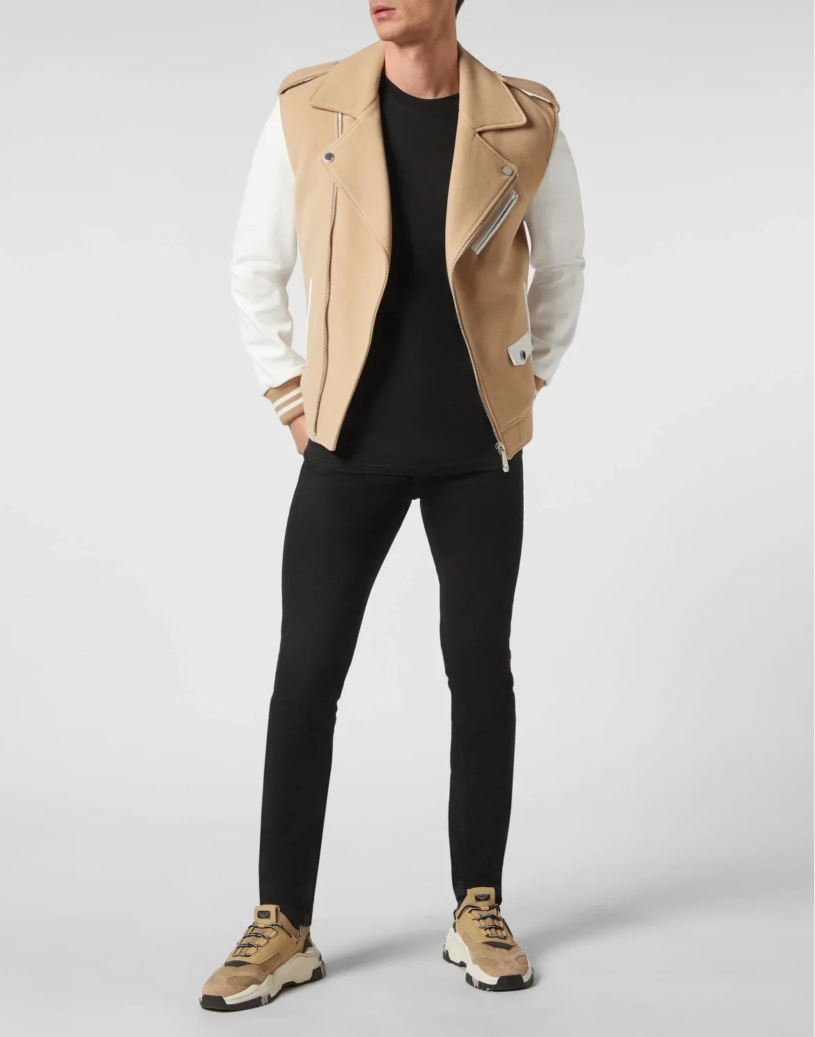 Wool and Leather Biker, цвет: Бежевый