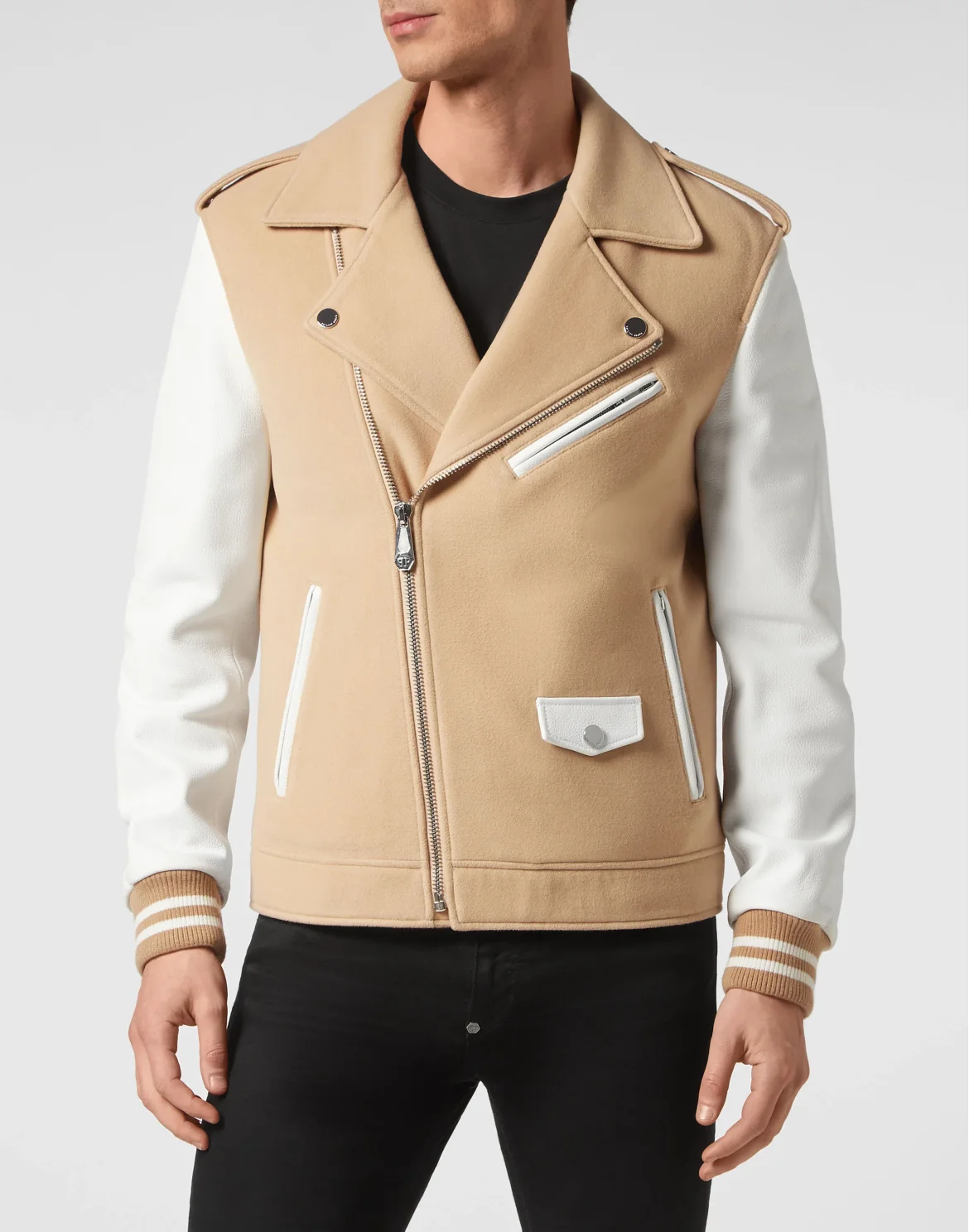 Wool and Leather Biker, цвет: Бежевый