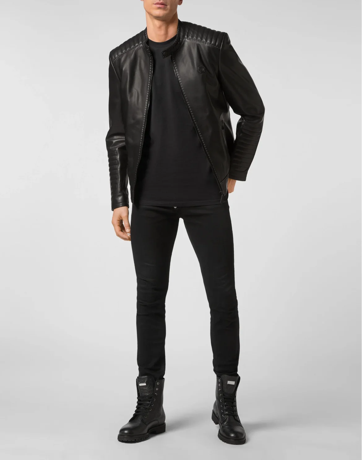 Moto Leather Jacket Gothic Plein, цвет: Черный
