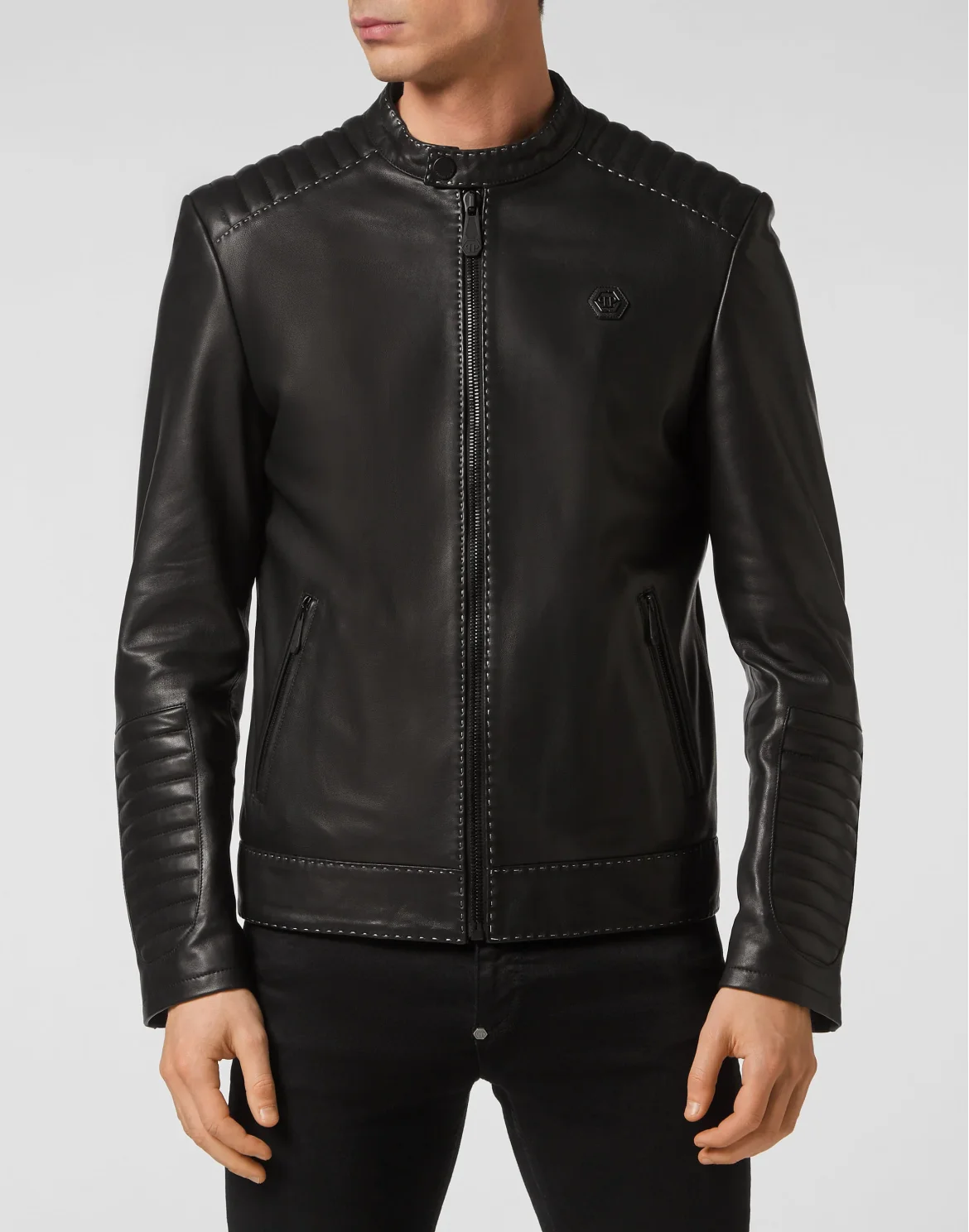 Moto Leather Jacket Gothic Plein, цвет: Черный