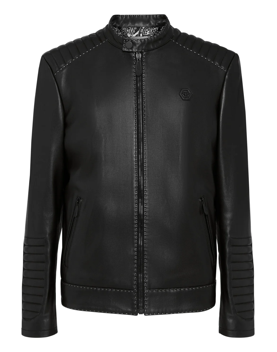 Moto Leather Jacket Gothic Plein, цвет: Черный
