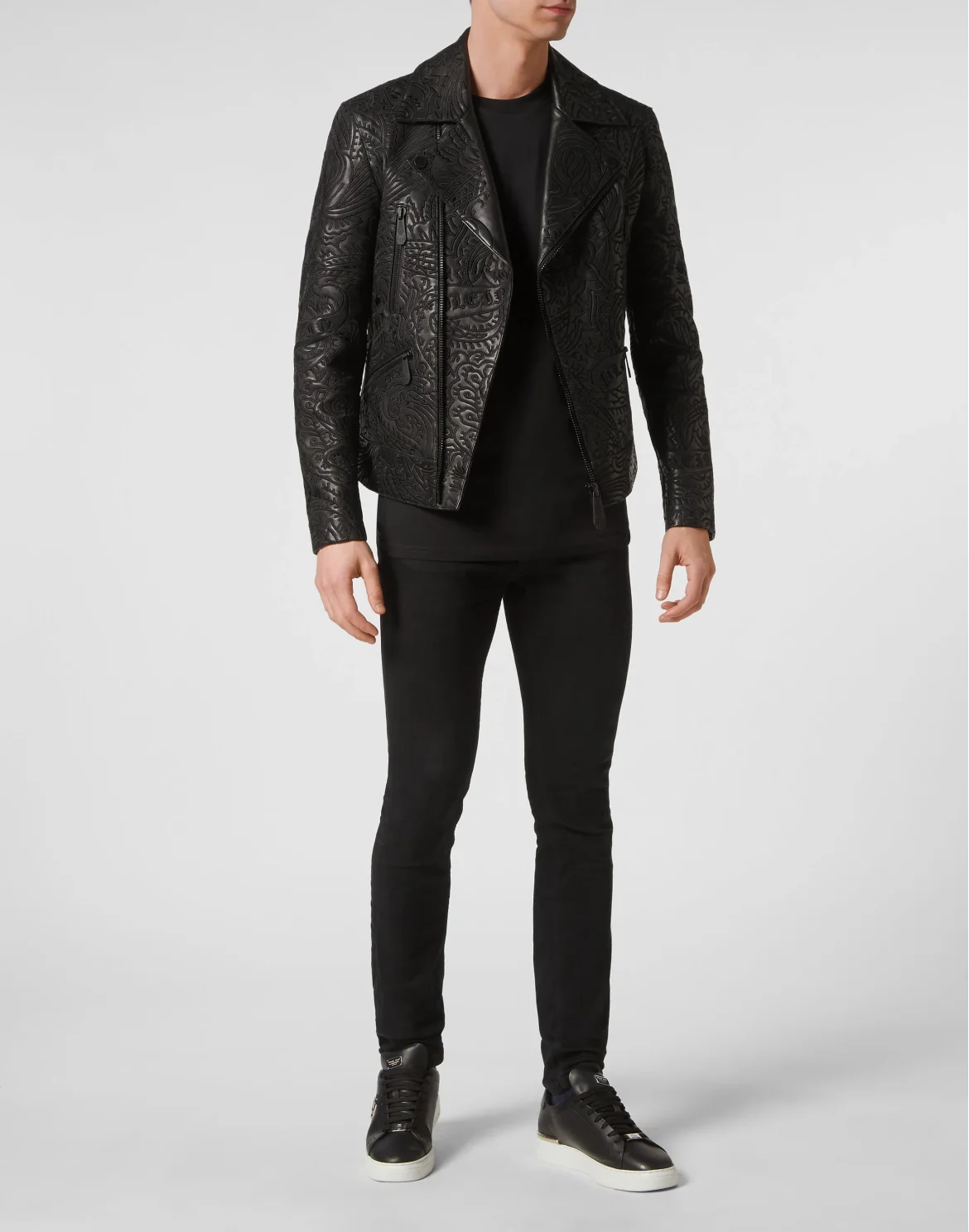 Leather Biker Jacket Paisley, цвет: Черный