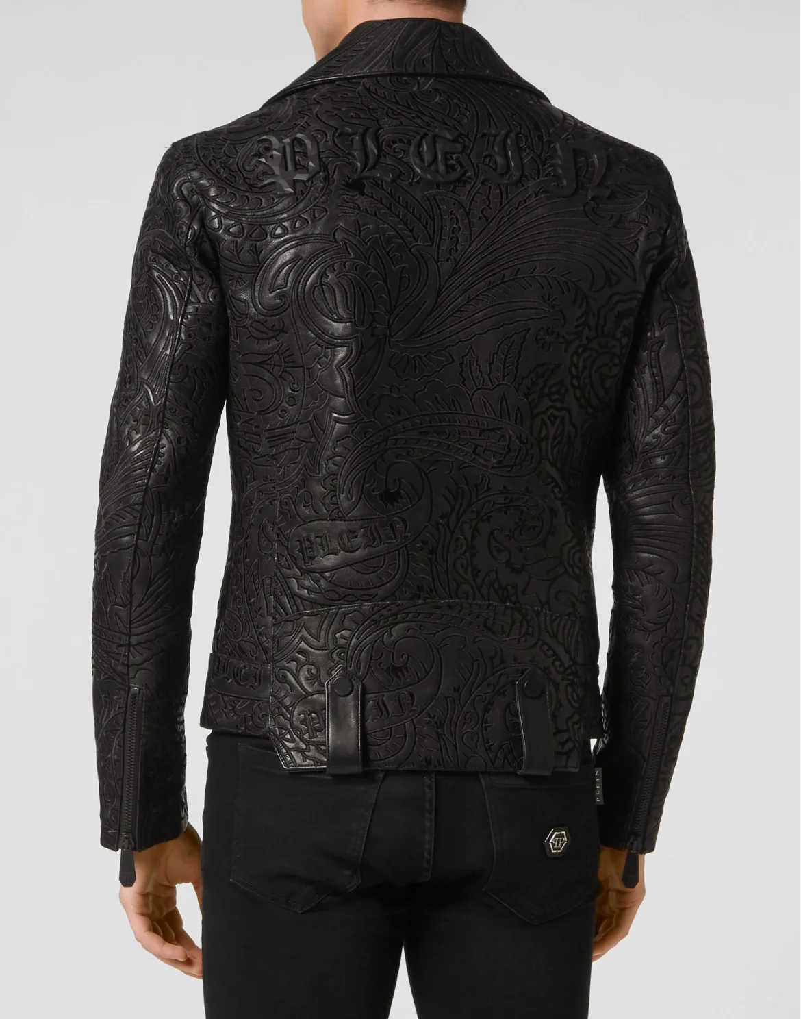 Leather Biker Jacket Paisley, цвет: Черный