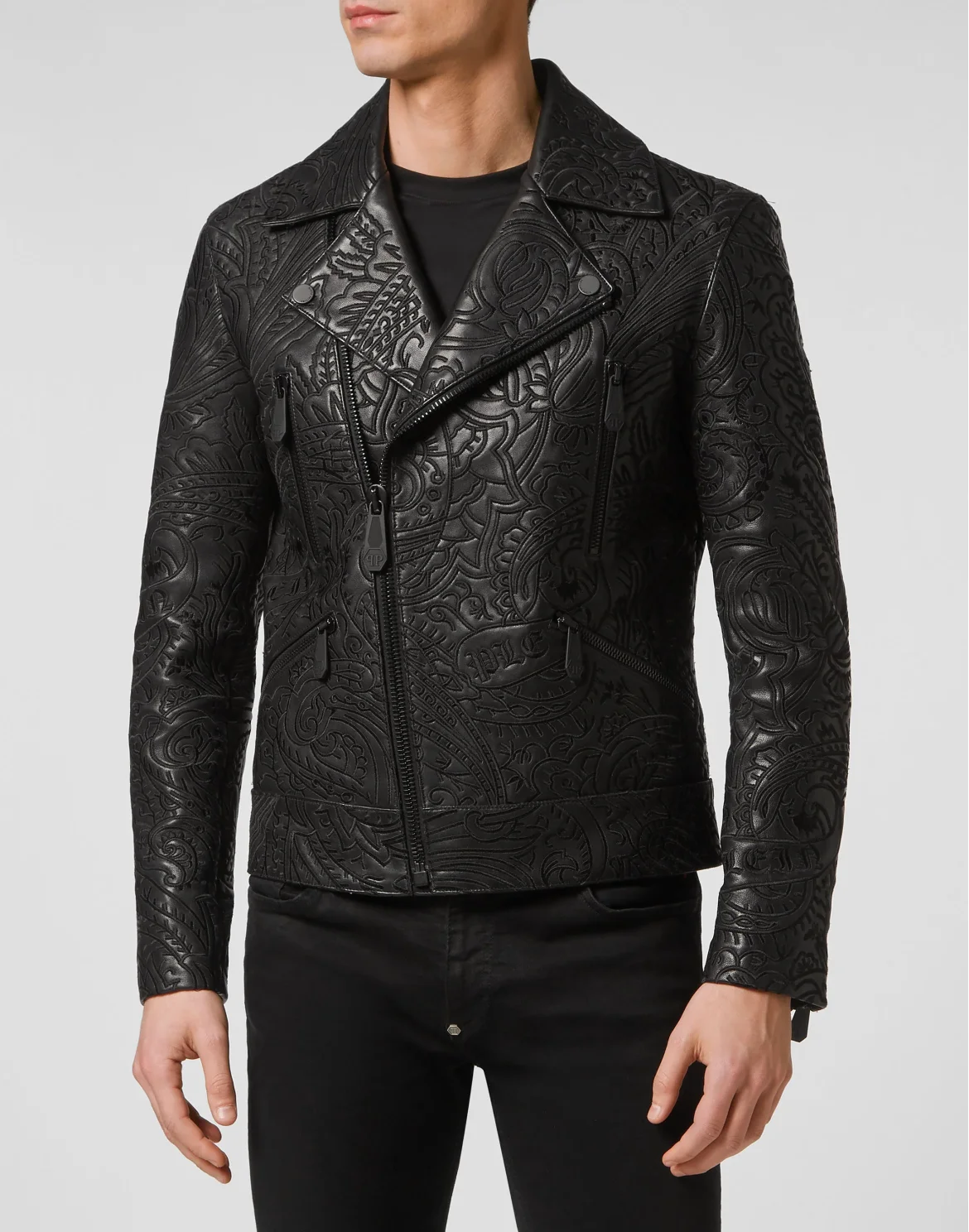 Leather Biker Jacket Paisley, цвет: Черный