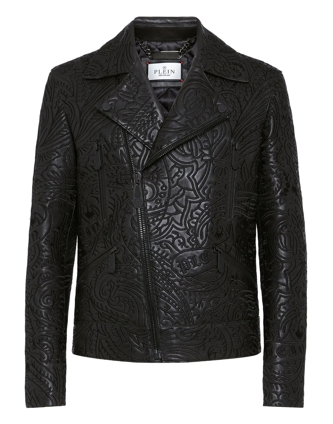 Leather Biker Jacket Paisley, цвет: Черный