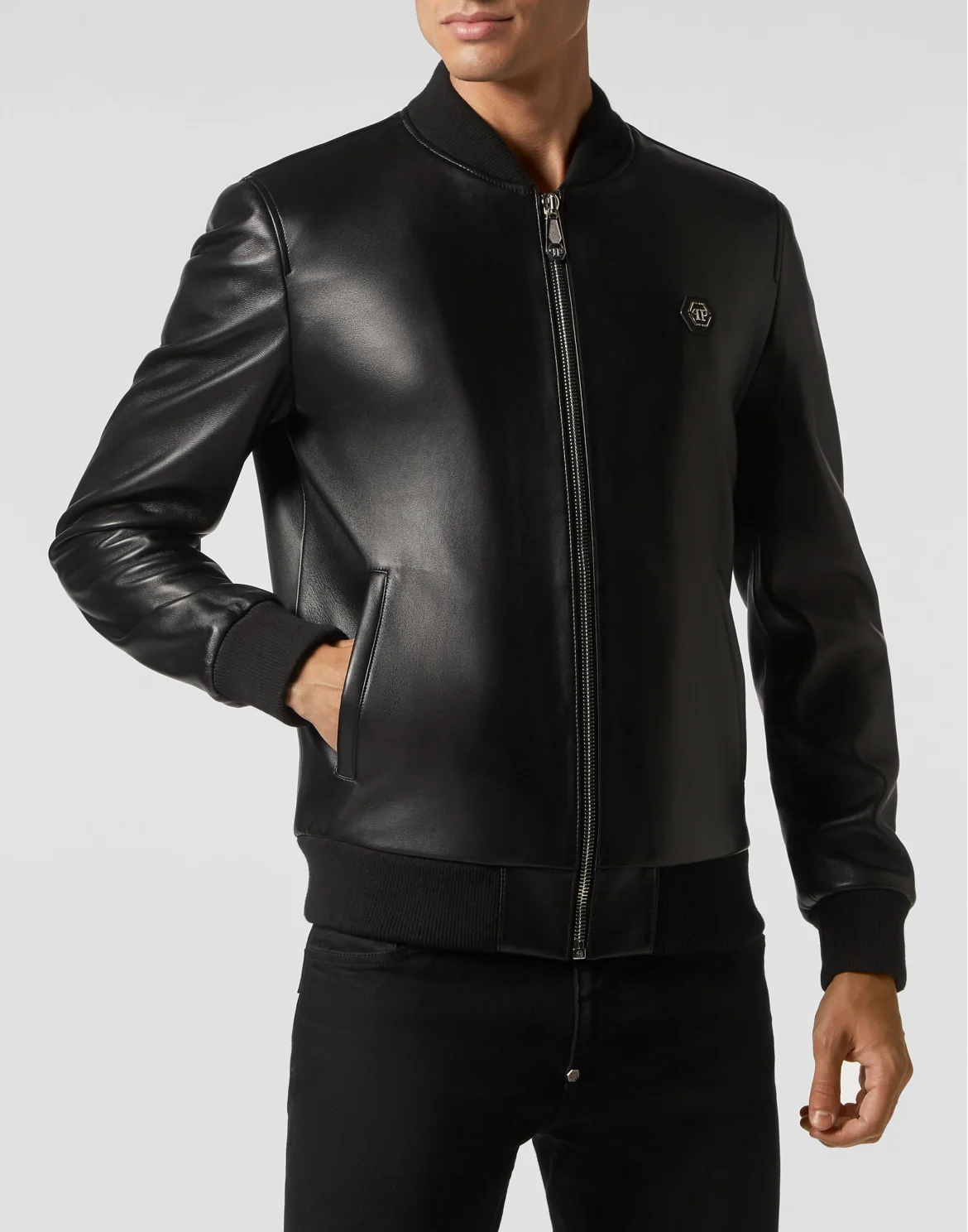 Leather Bomber Paisley Stones, цвет: Черный