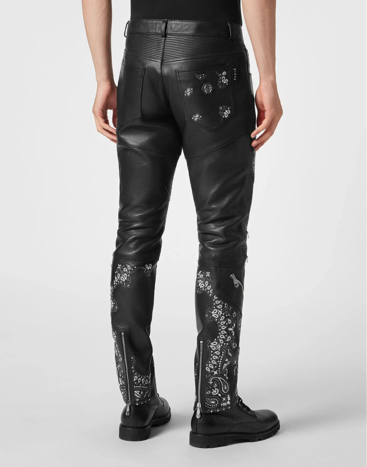Leather Biker Trousers Paisley, цвет: Черный
