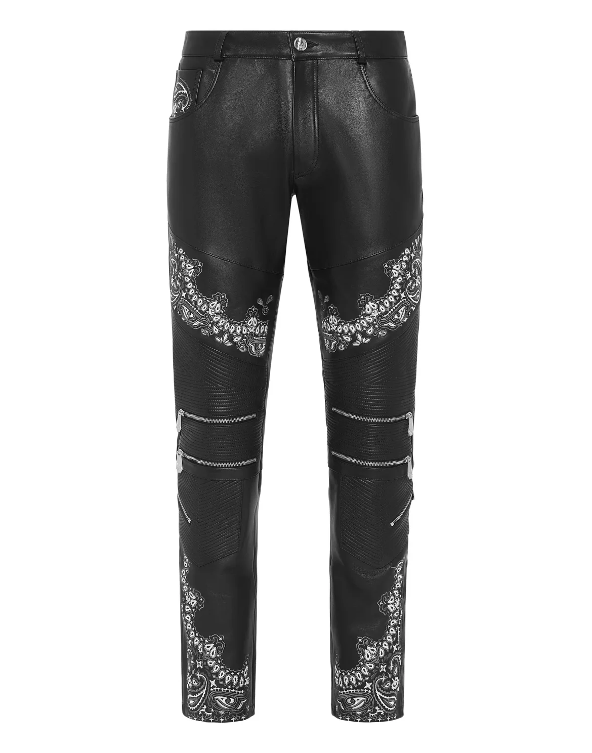 Leather Biker Trousers Paisley, цвет: Черный