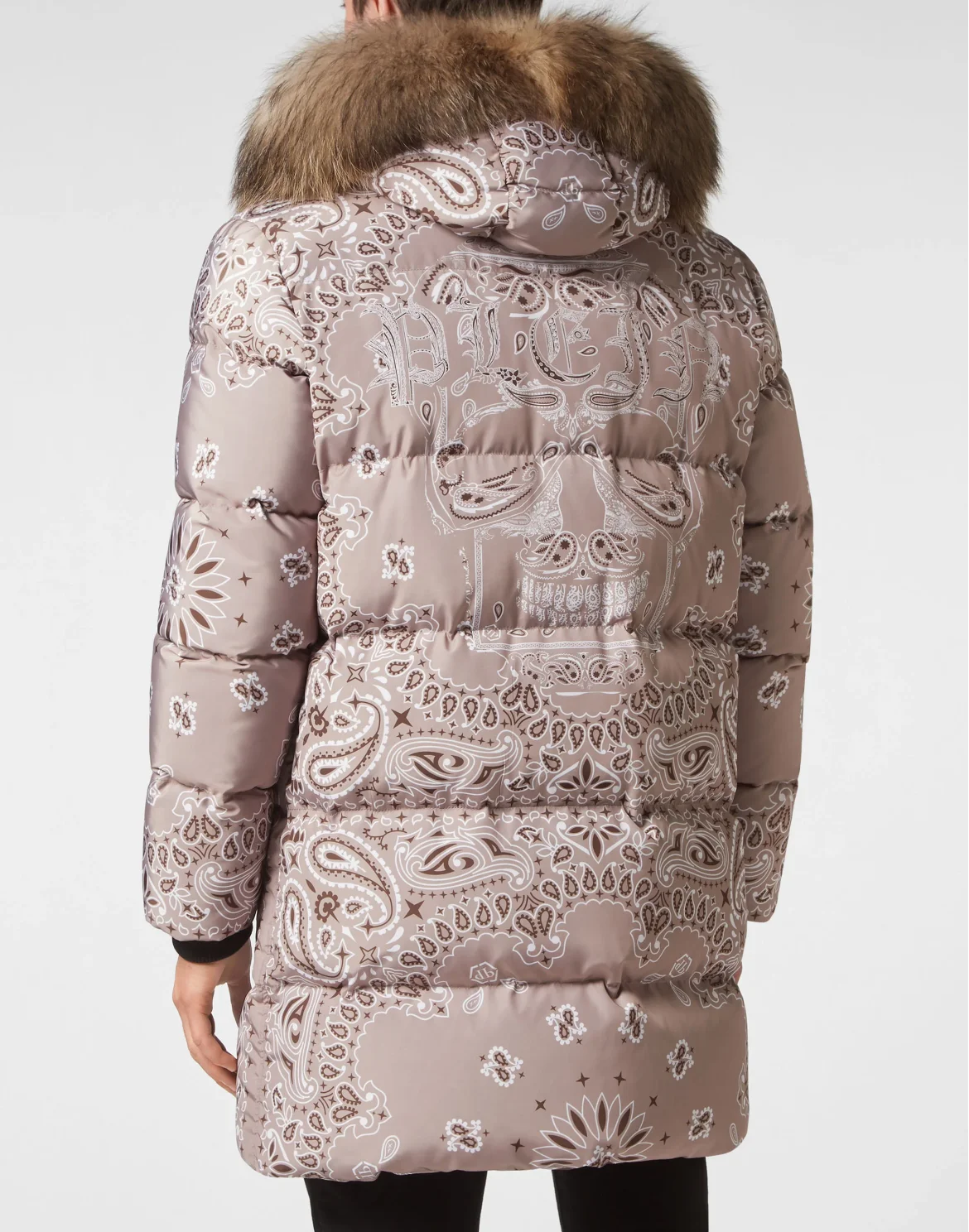 Nylon and Fur Parka Paisley Bandana, цвет: Бежевый