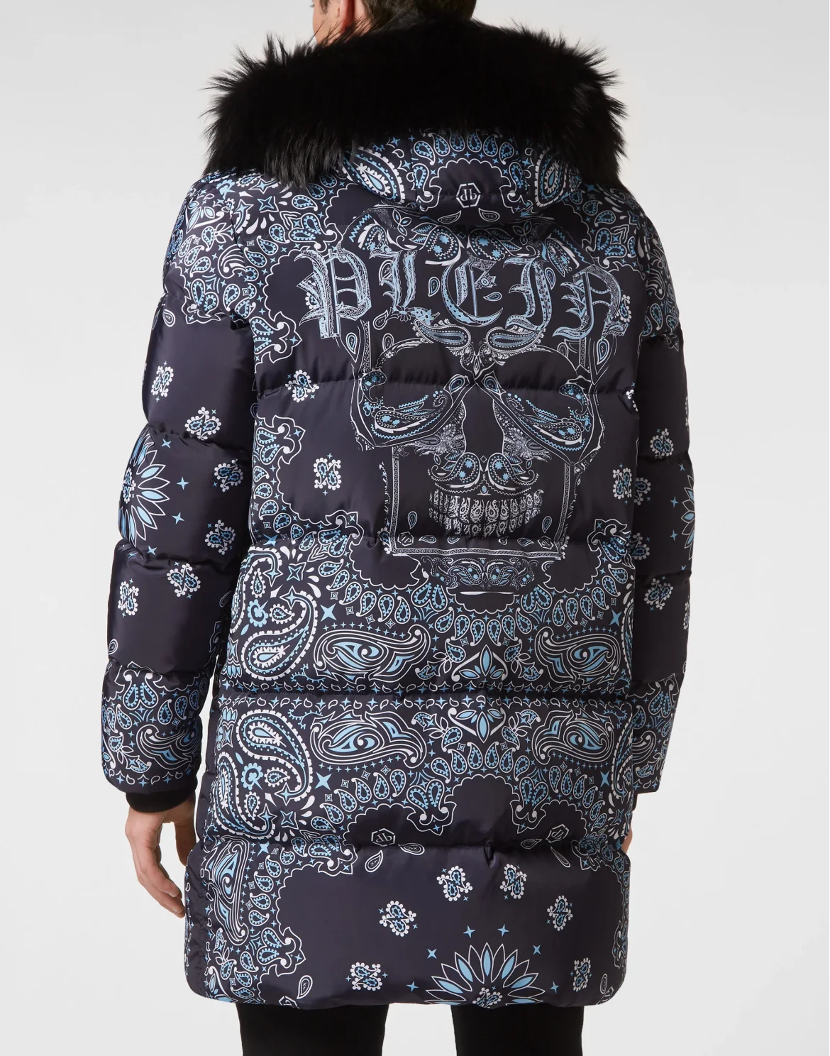 Nylon and Fur Parka Paisley Bandana, цвет: Синий