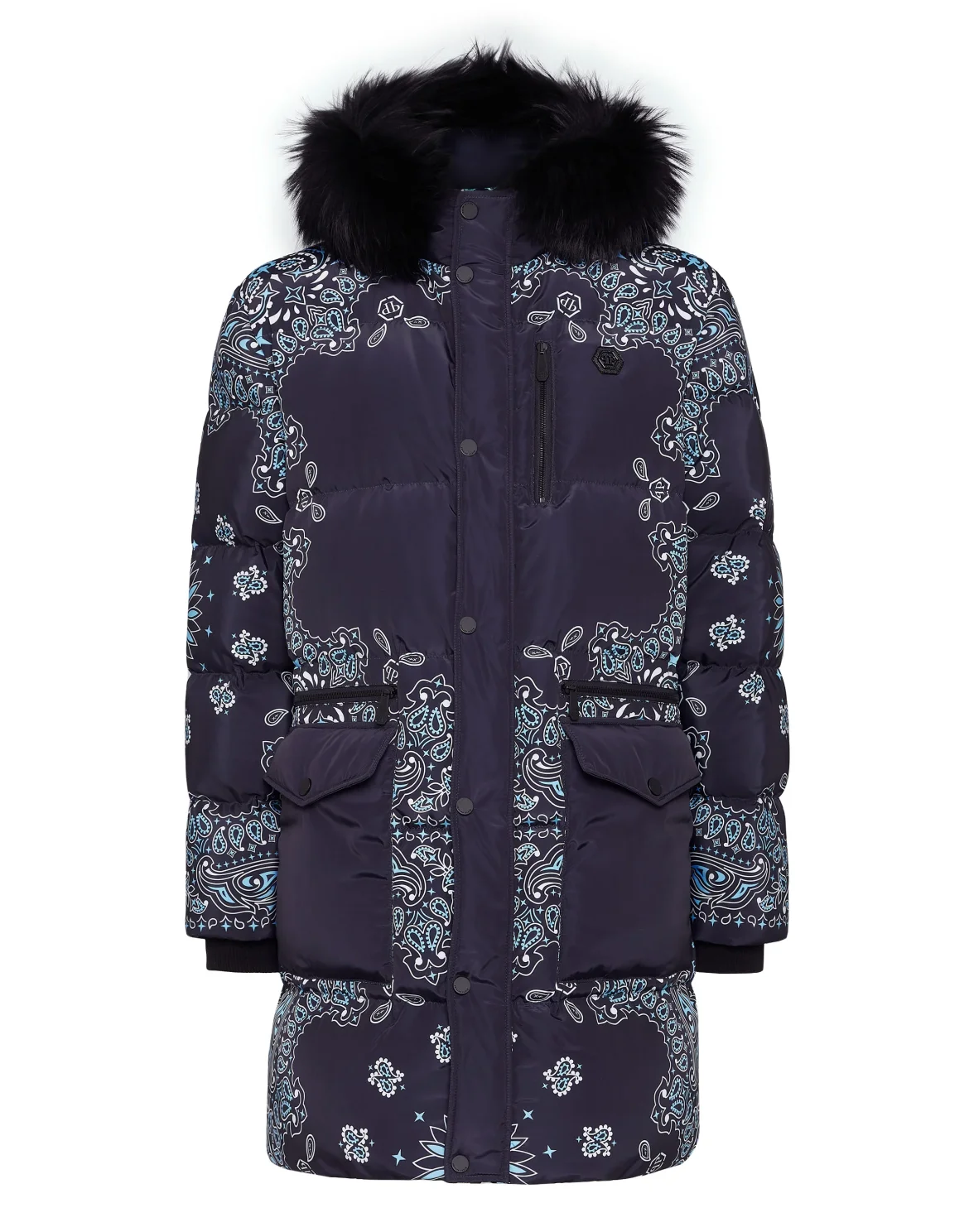 Nylon and Fur Parka Paisley Bandana, цвет: Синий