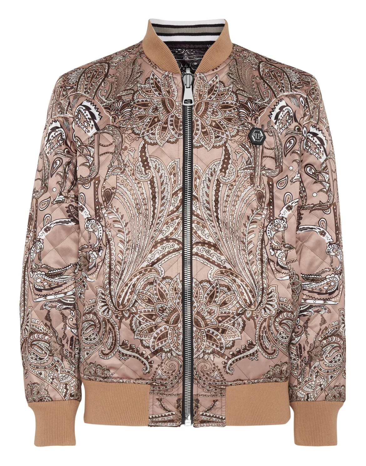 Silk Satin Bomber Paisley Foulard, цвет: Черный
