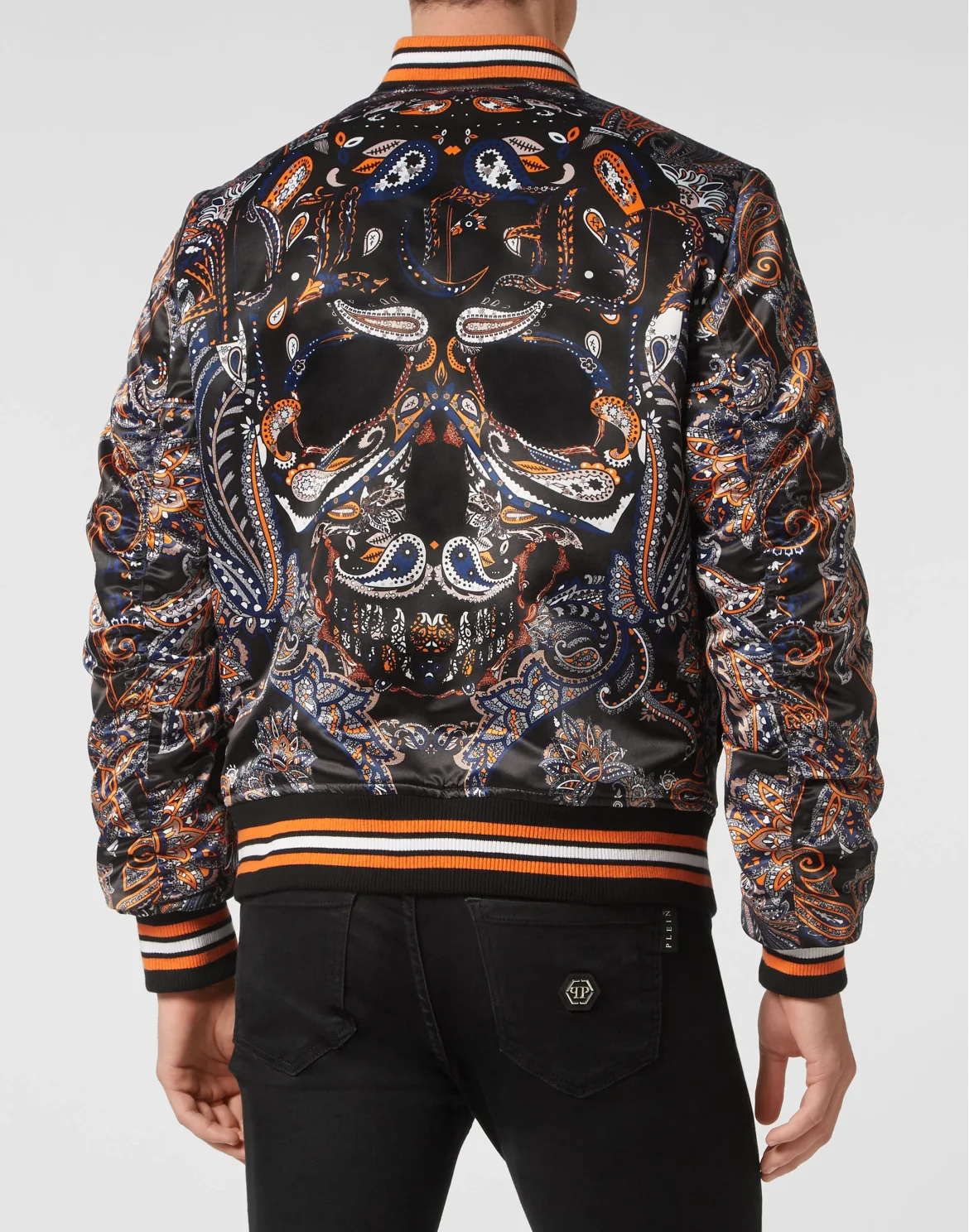 Silk Satin Bomber Paisley Foulard, цвет: Черный
