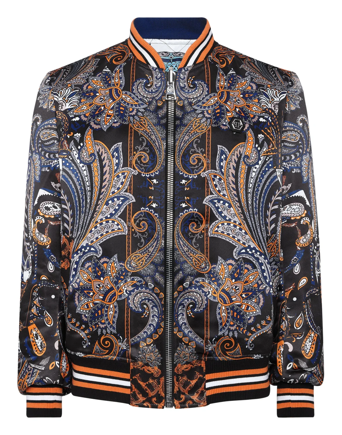 Silk Satin Bomber Paisley Foulard, цвет: Черный
