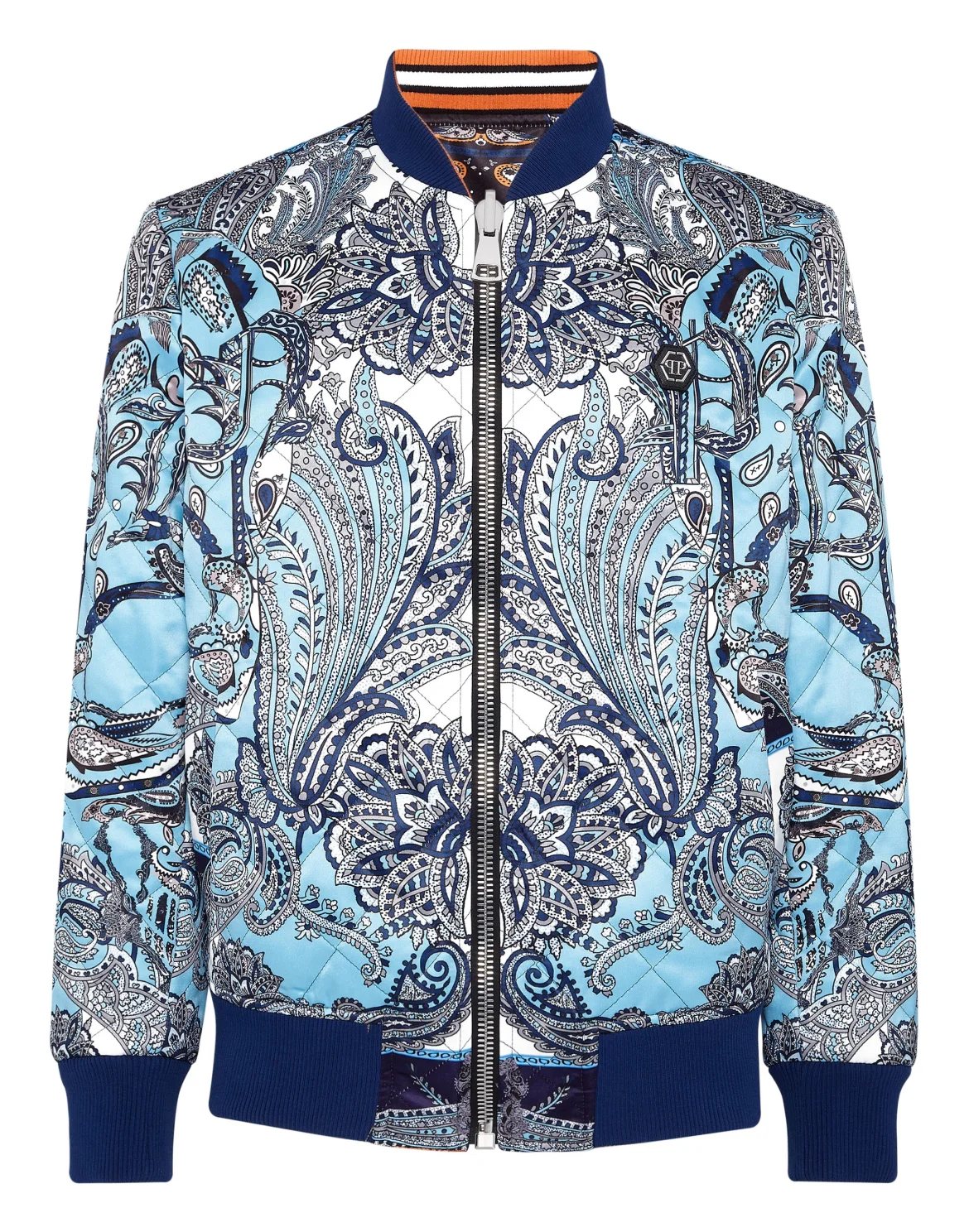 Silk Satin Bomber Paisley Foulard, цвет: Черный
