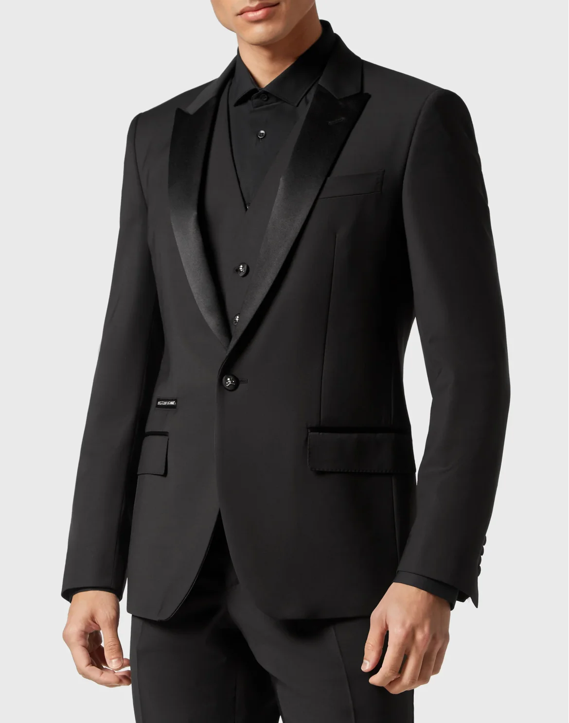 Light Wool Tuxedo Suit: Blazer/Gilet/Trousers, цвет: Черный